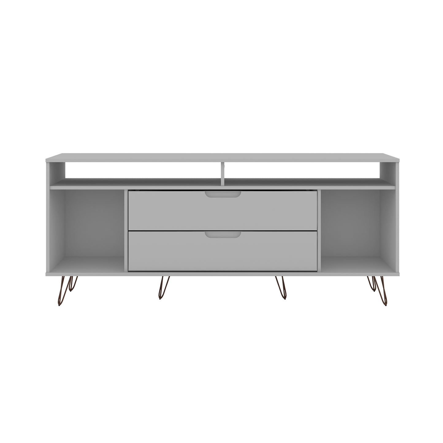 Manhattan Comfort Rockefeller 62.99 TV Stand with Metal Legs and 2 Drawers in White 130GMC1
