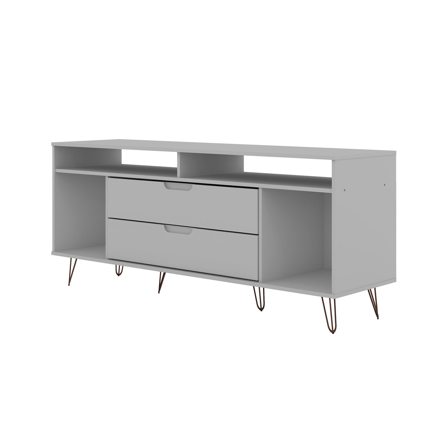 Manhattan Comfort Rockefeller 62.99 TV Stand with Metal Legs and 2 Drawers in White 130GMC1
