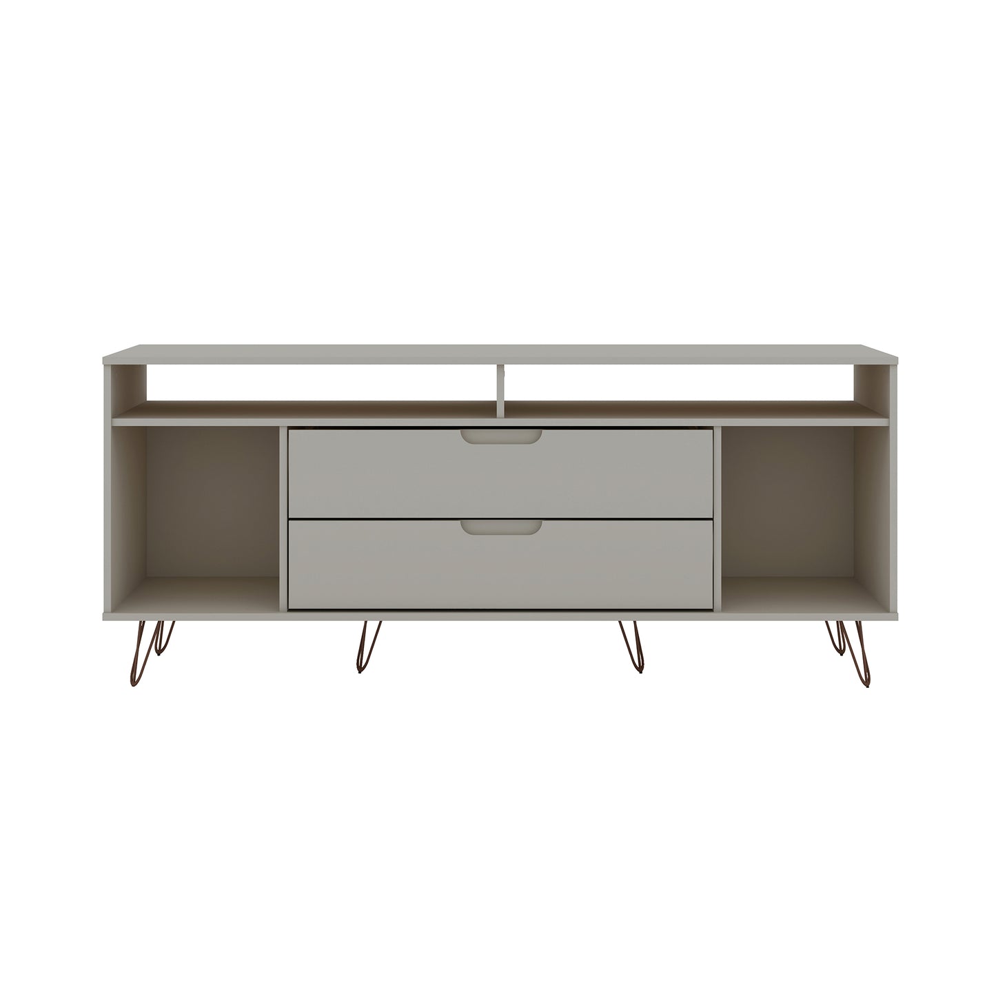 Manhattan Comfort Rockefeller 62.99 TV Stand with Metal Legs and 2 Drawers in Off White 130GMC3