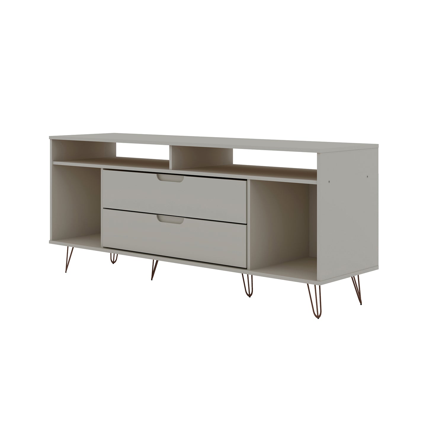 Manhattan Comfort Rockefeller 62.99 TV Stand with Metal Legs and 2 Drawers in Off White 130GMC3