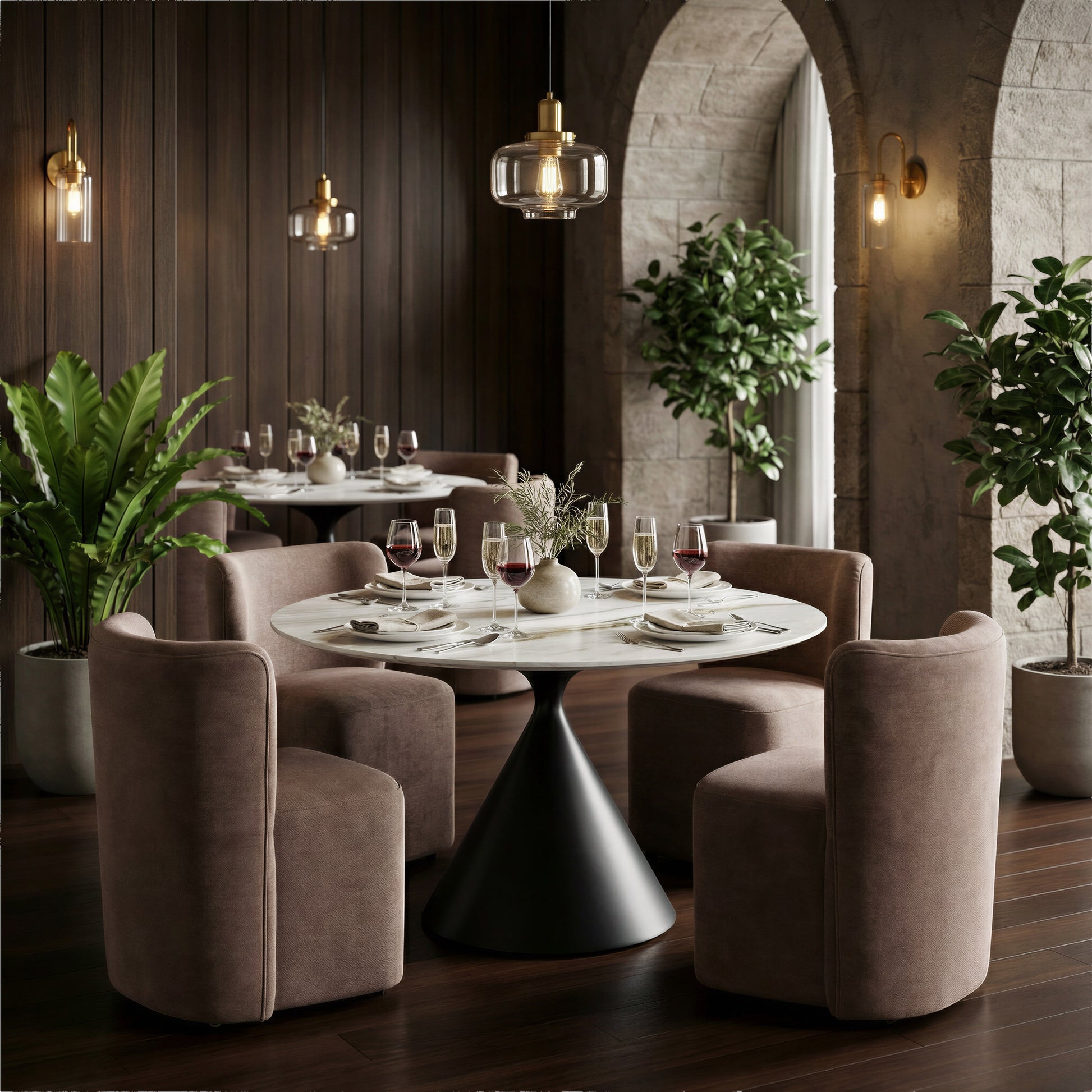 Bambun Dining Chair with Wheels Taupe - 9