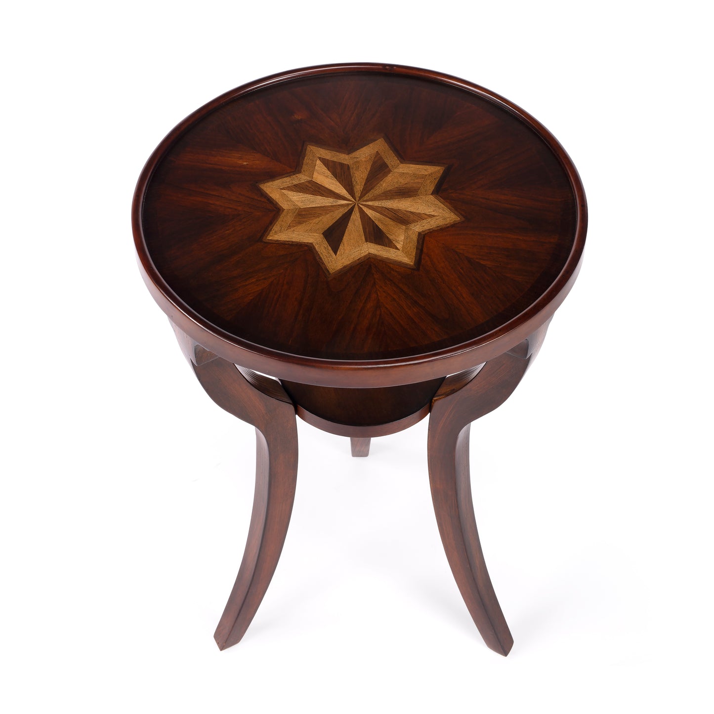 Butler Specialty Company Dalton 15.75 in. W Round Wood Side Table with Small Lower Open Shelf, Dark Brown