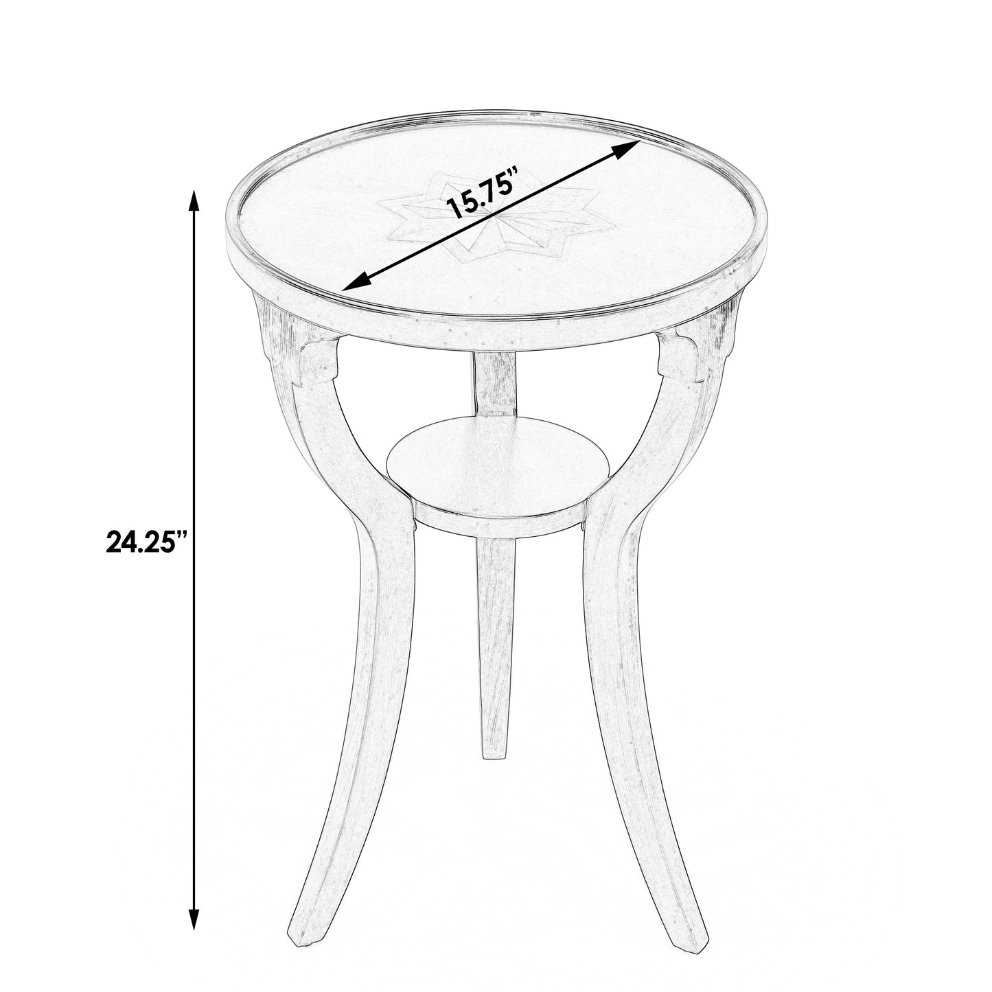 Butler Specialty Company Dalton 15.75 in. W Round Wood Side Table with Small Lower Open Shelf, Dark Brown