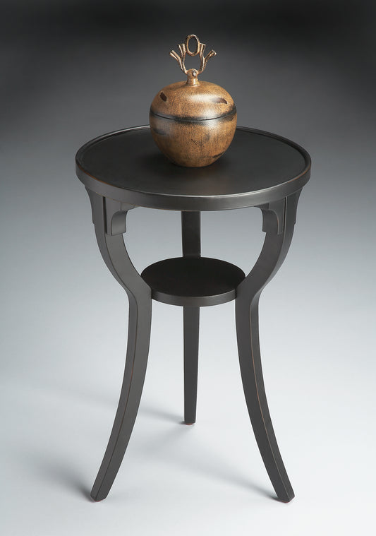 Butler Specialty Company Dalton 15.75 in. W Round Wood Side Table with Small Lower Open Shelf, Black