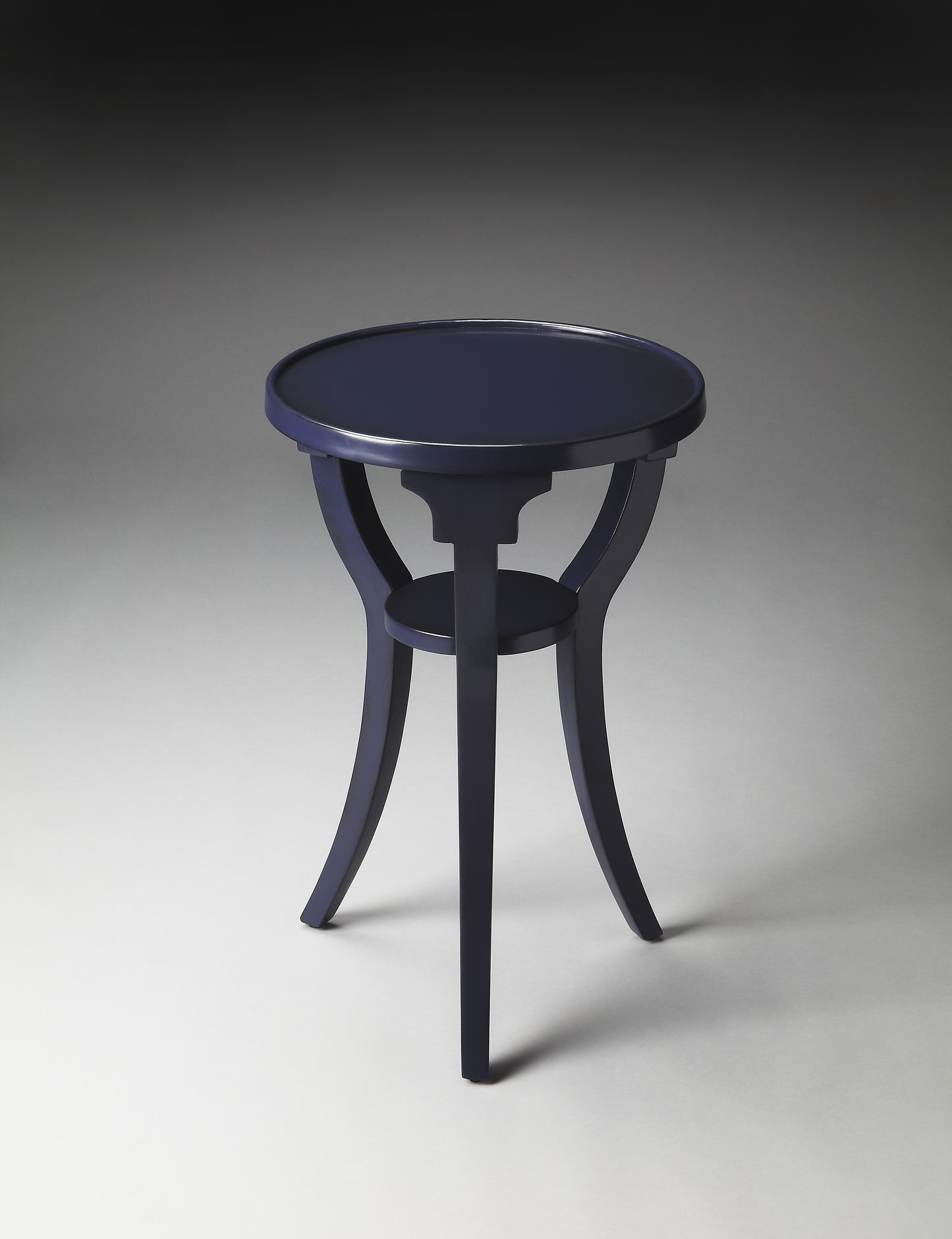 Butler Specialty Company Dalton 15.75 in. W Round Wood Side Table with Small Lower Open Shelf, Blue