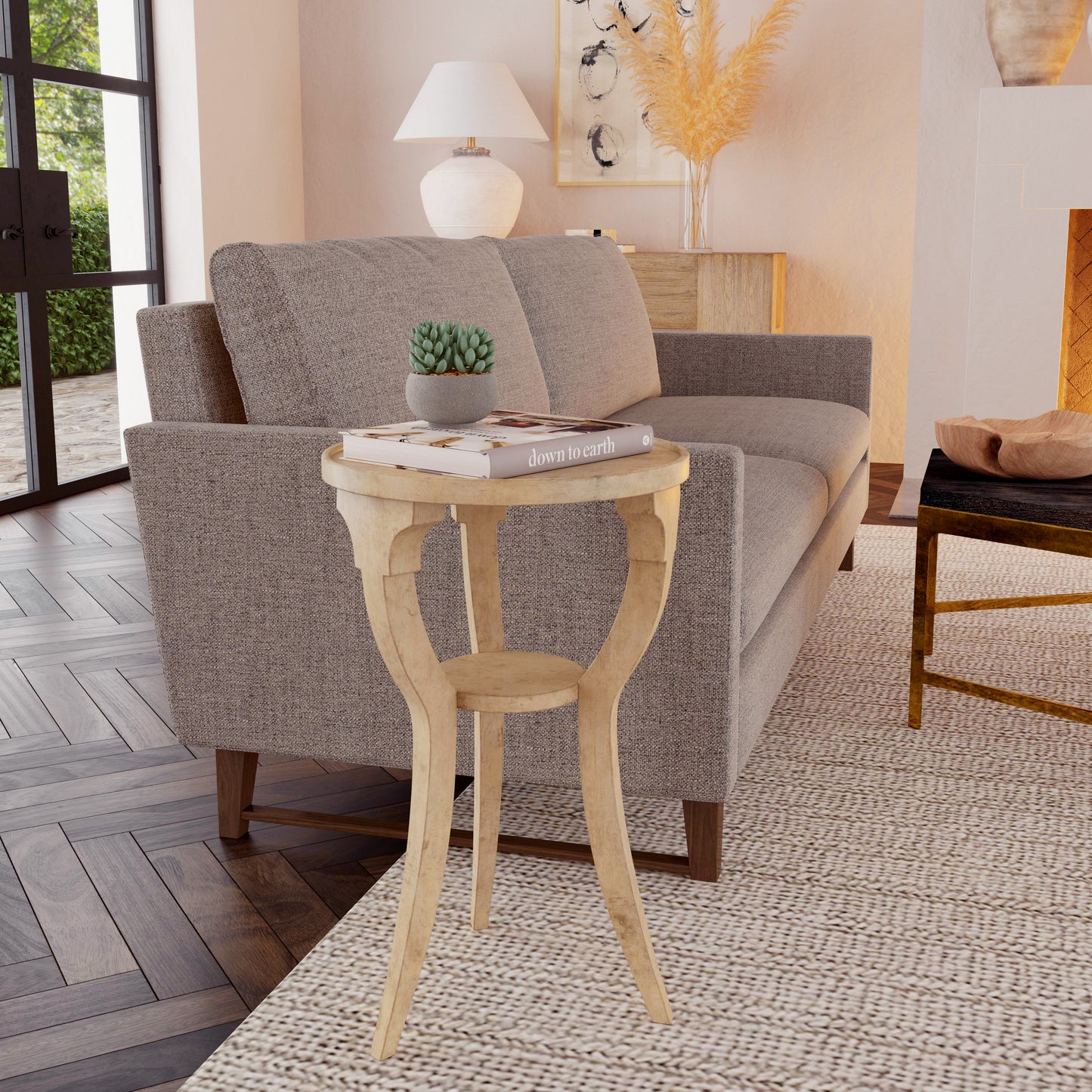 Dalton Round 15.75"W Side Table in Beige 1328424