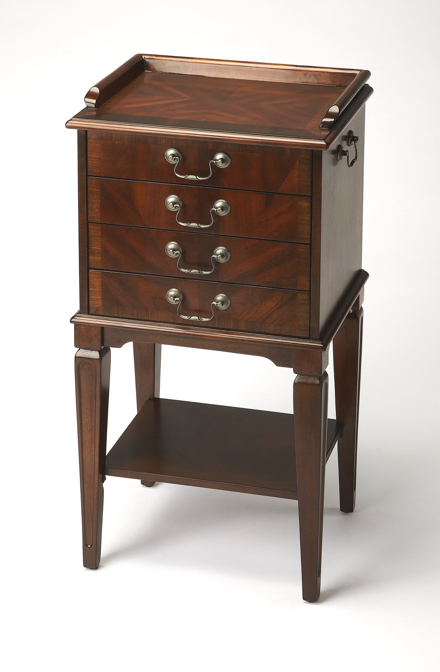 Butler Specialty Company Hardwick 18 in. W Rectangular Wood 4 Drawer Traditional Accent Chest with Lower Open Shelf, Dark Brown