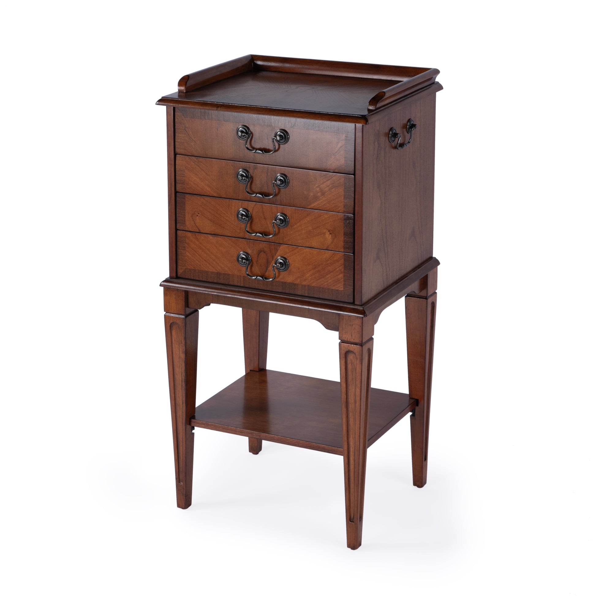 Butler Specialty Company Hardwick 18 in. W Rectangular Wood 4 Drawer Traditional Accent Chest with Lower Open Shelf, Medium Brown