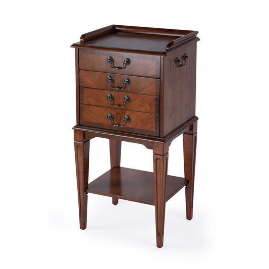 Butler Specialty Company Hardwick 18 in. W Rectangular Wood 4 Drawer Traditional Accent Chest with Lower Open Shelf, Medium Brown