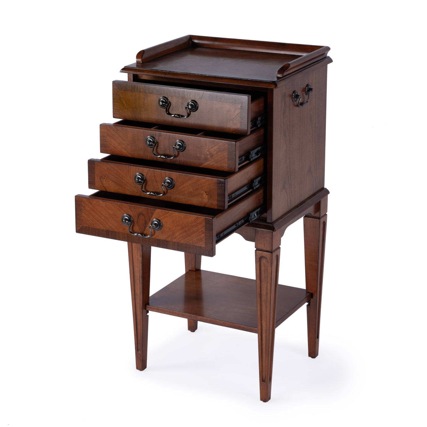 Butler Specialty Company Hardwick 18 in. W Rectangular Wood 4 Drawer Traditional Accent Chest with Lower Open Shelf, Medium Brown
