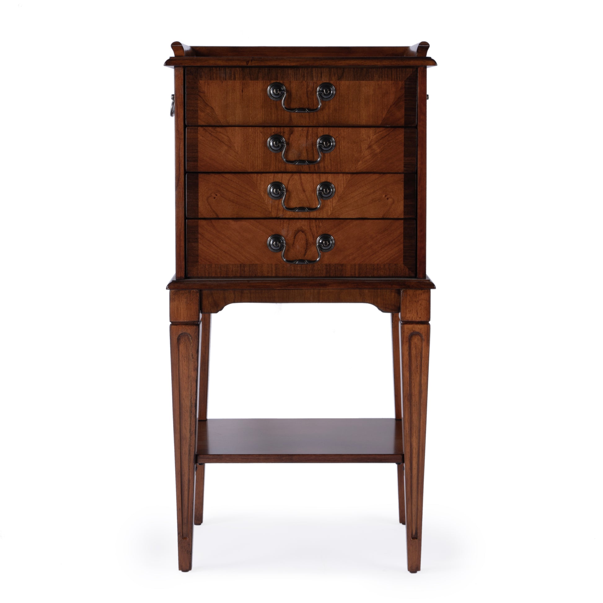 Butler Specialty Company Hardwick 18 in. W Rectangular Wood 4 Drawer Traditional Accent Chest with Lower Open Shelf, Medium Brown