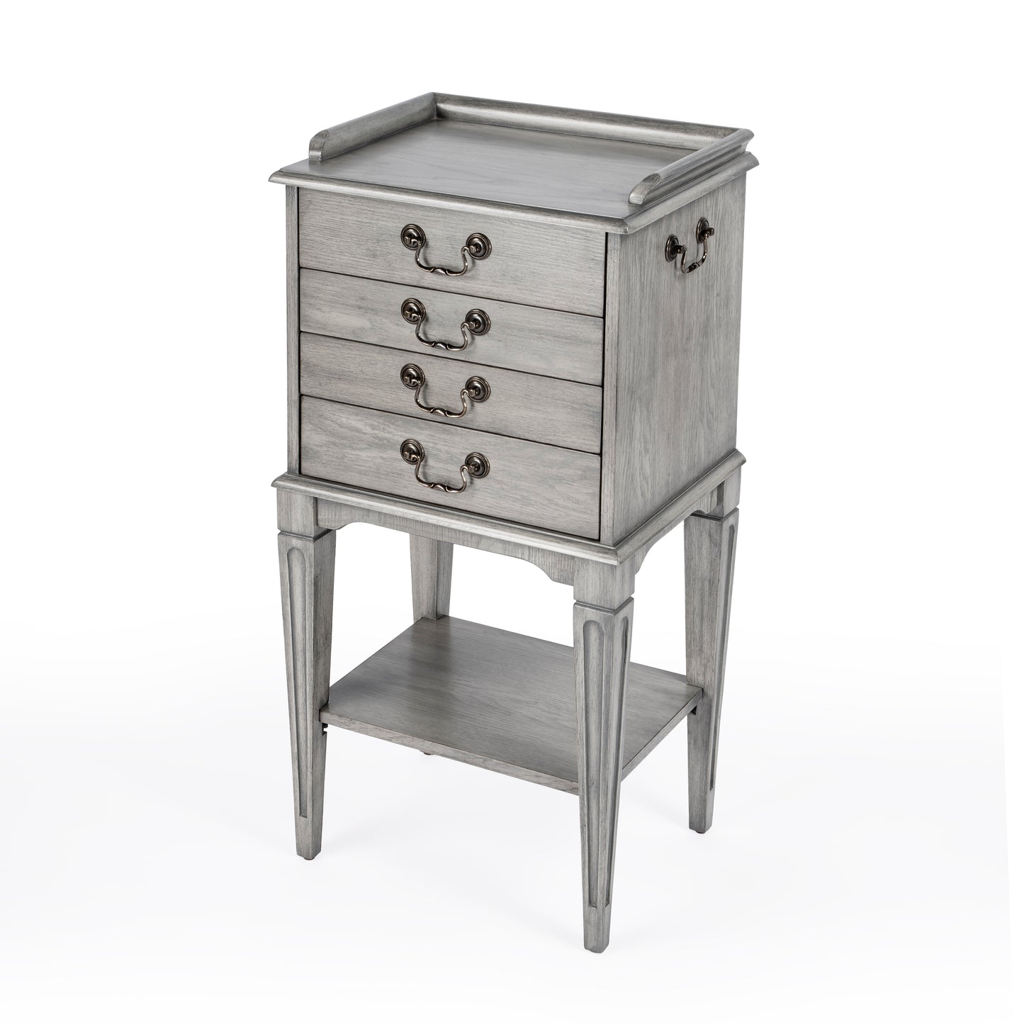 Butler Specialty Company Hardwick 18 in. W Rectangular Wood 4 Drawer Traditional Accent Chest with Lower Open Shelf, Gray