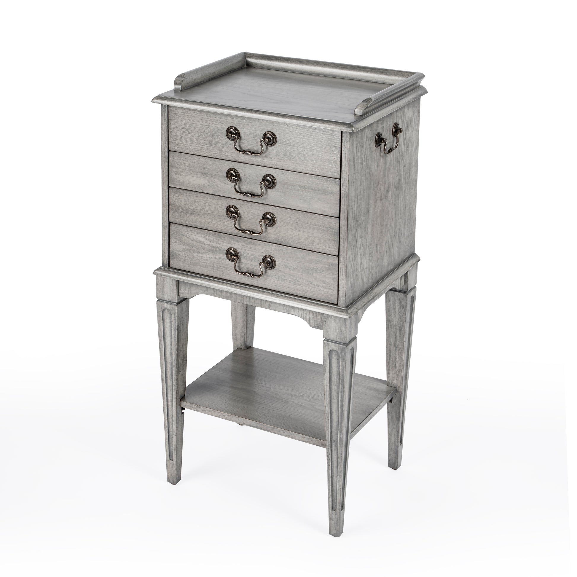 Butler Specialty Company Hardwick 18 in. W Rectangular Wood 4 Drawer Traditional Accent Chest with Lower Open Shelf, Gray