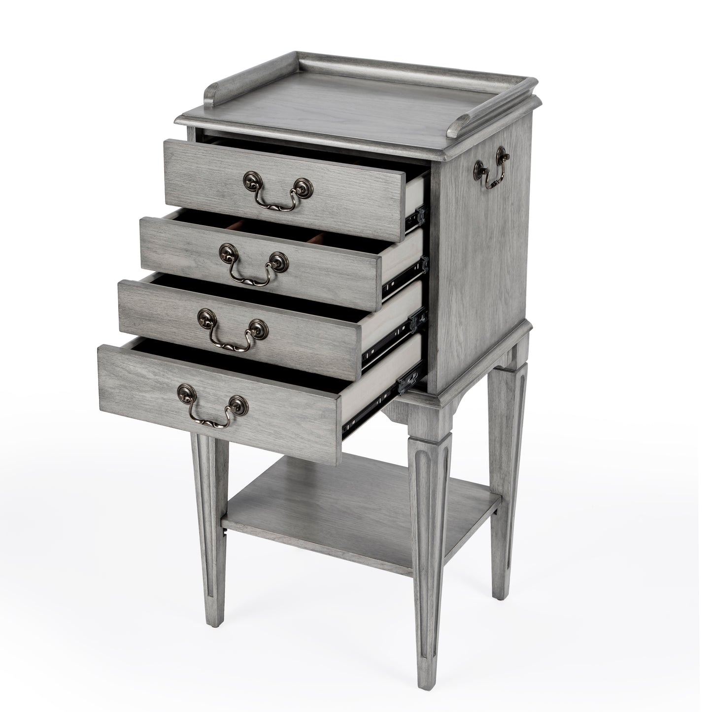 Butler Specialty Company Hardwick 18 in. W Rectangular Wood 4 Drawer Traditional Accent Chest with Lower Open Shelf, Gray