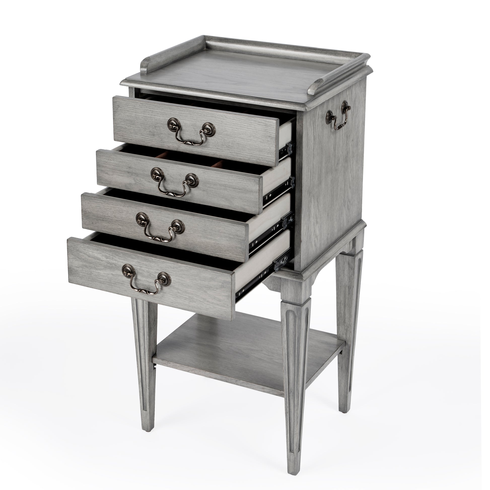 Butler Specialty Company Hardwick 18 in. W Rectangular Wood 4 Drawer Traditional Accent Chest with Lower Open Shelf, Gray