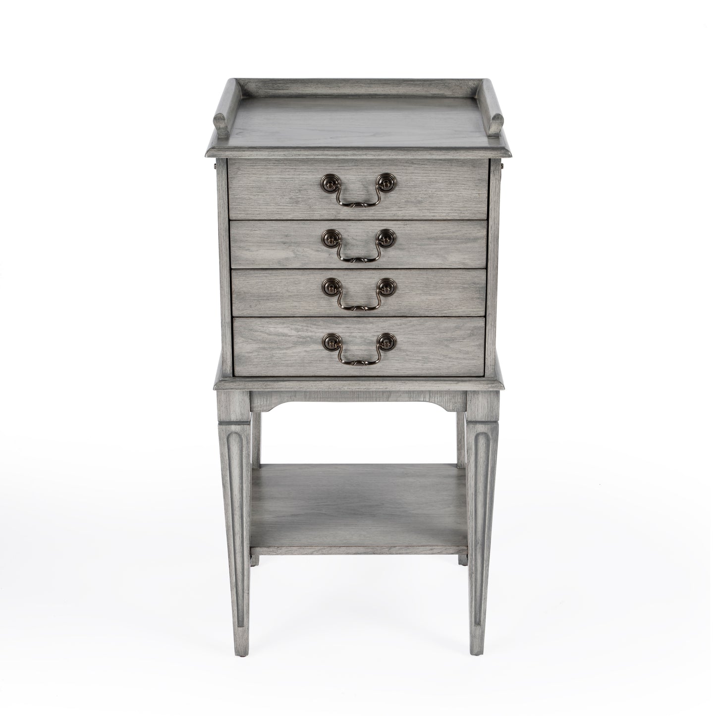 Butler Specialty Company Hardwick 18 in. W Rectangular Wood 4 Drawer Traditional Accent Chest with Lower Open Shelf, Gray