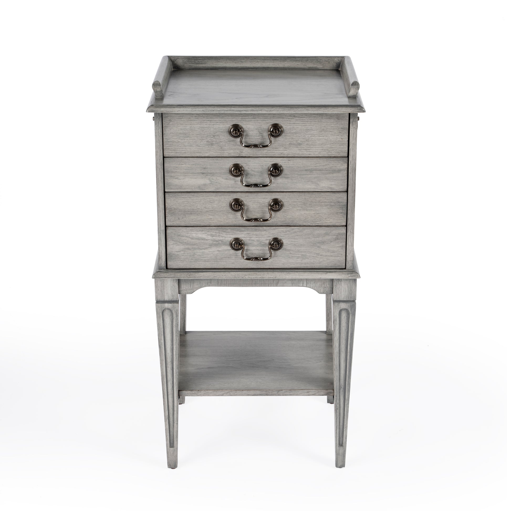 Butler Specialty Company Hardwick 18 in. W Rectangular Wood 4 Drawer Traditional Accent Chest with Lower Open Shelf, Gray