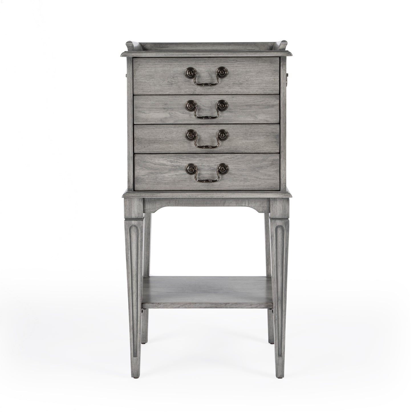 Butler Specialty Company Hardwick 18 in. W Rectangular Wood 4 Drawer Traditional Accent Chest with Lower Open Shelf, Gray