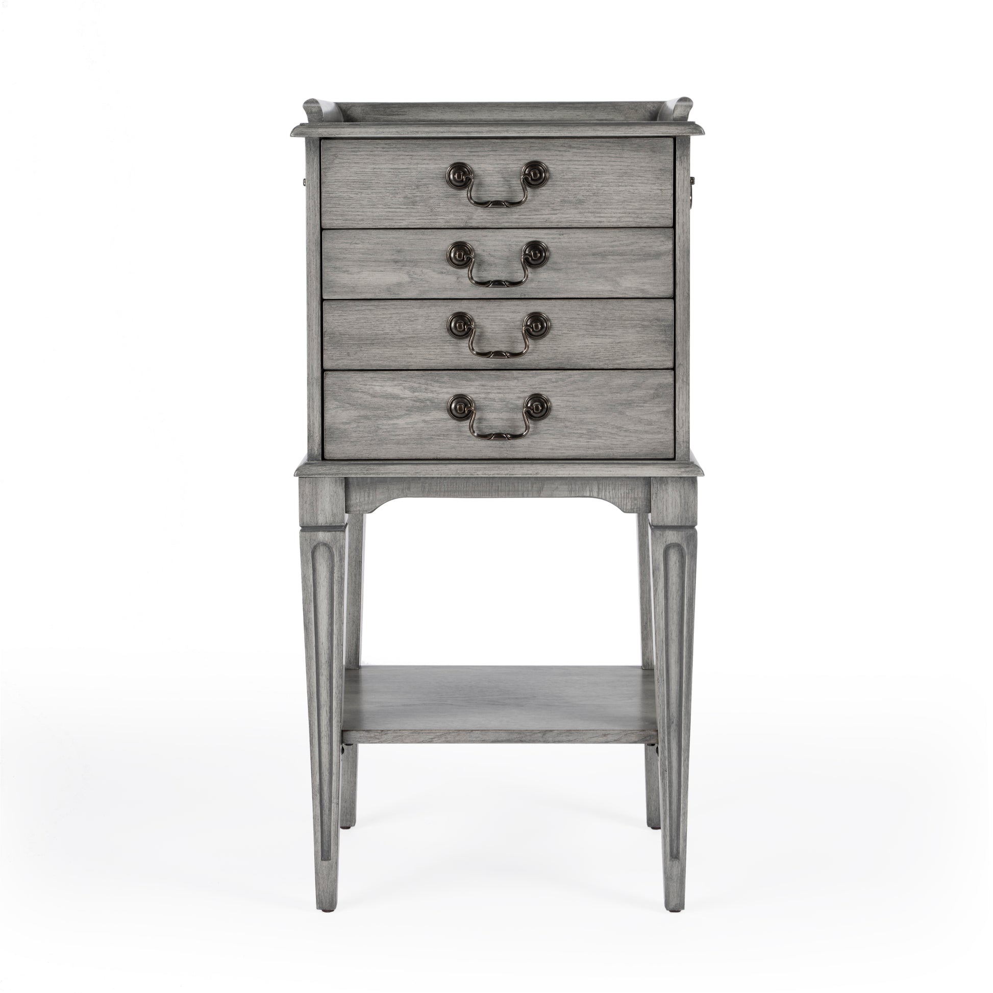 Butler Specialty Company Hardwick 18 in. W Rectangular Wood 4 Drawer Traditional Accent Chest with Lower Open Shelf, Gray