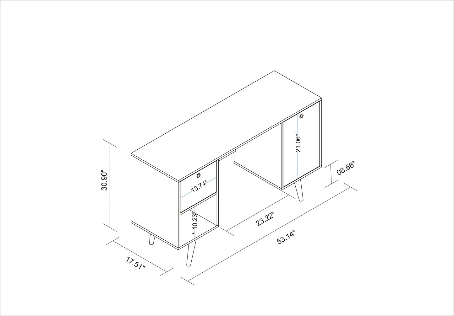 Manhattan Comfort Edgar 1-Drawer Mid-Century Office Desk in White 133AMC129