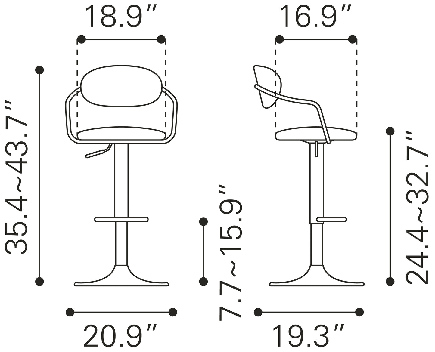 Kirby Barstool Vintage Black