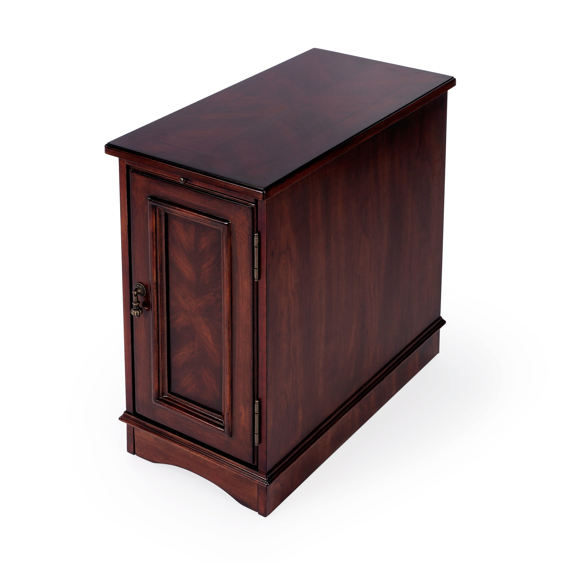 Butler Specialty Company Harling 12 in. W Rectangular Wood 1 Door-1 Shelf Side Table with Pull-Out Tray, Dark Brown