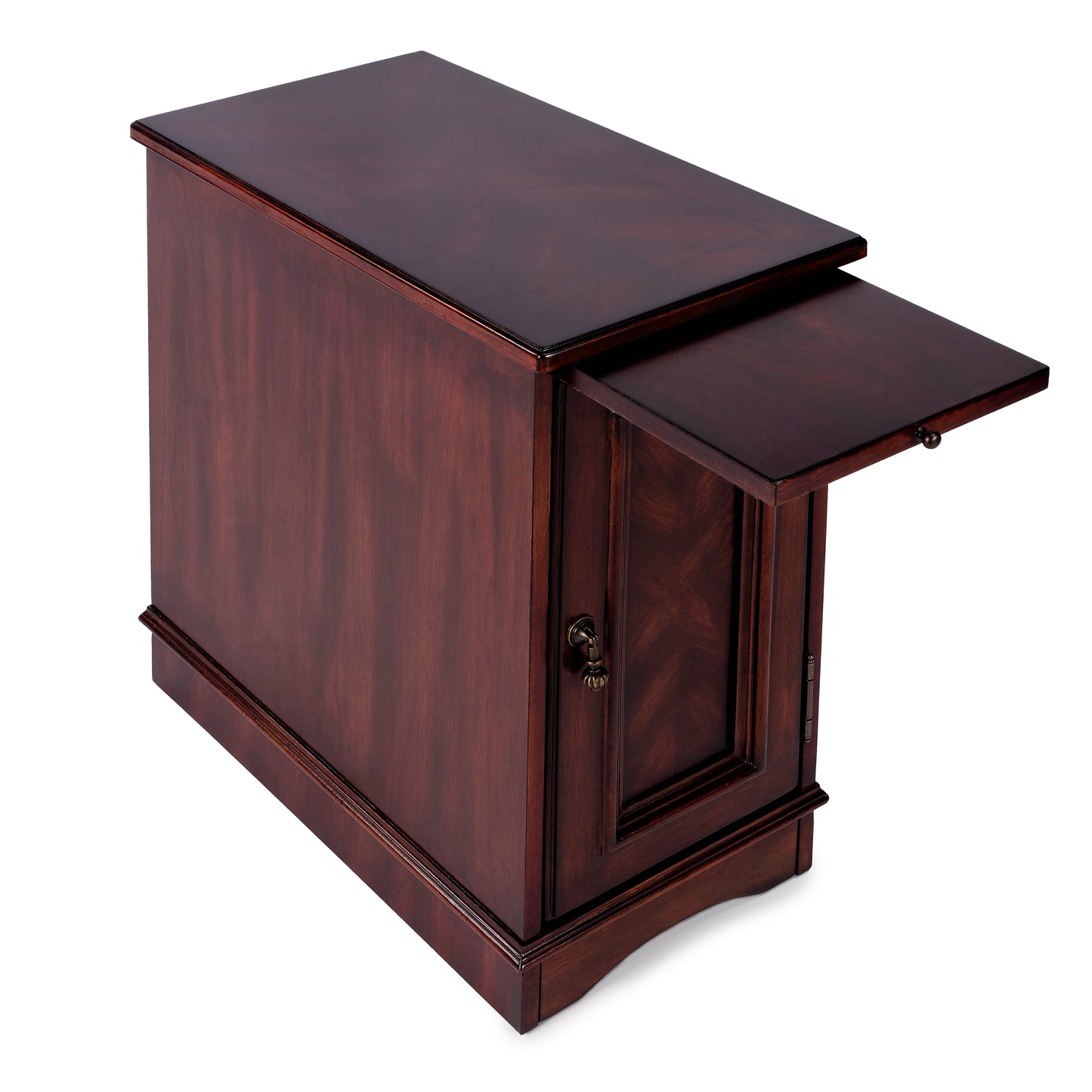 Butler Specialty Company Harling 12 in. W Rectangular Wood 1 Door-1 Shelf Side Table with Pull-Out Tray, Dark Brown