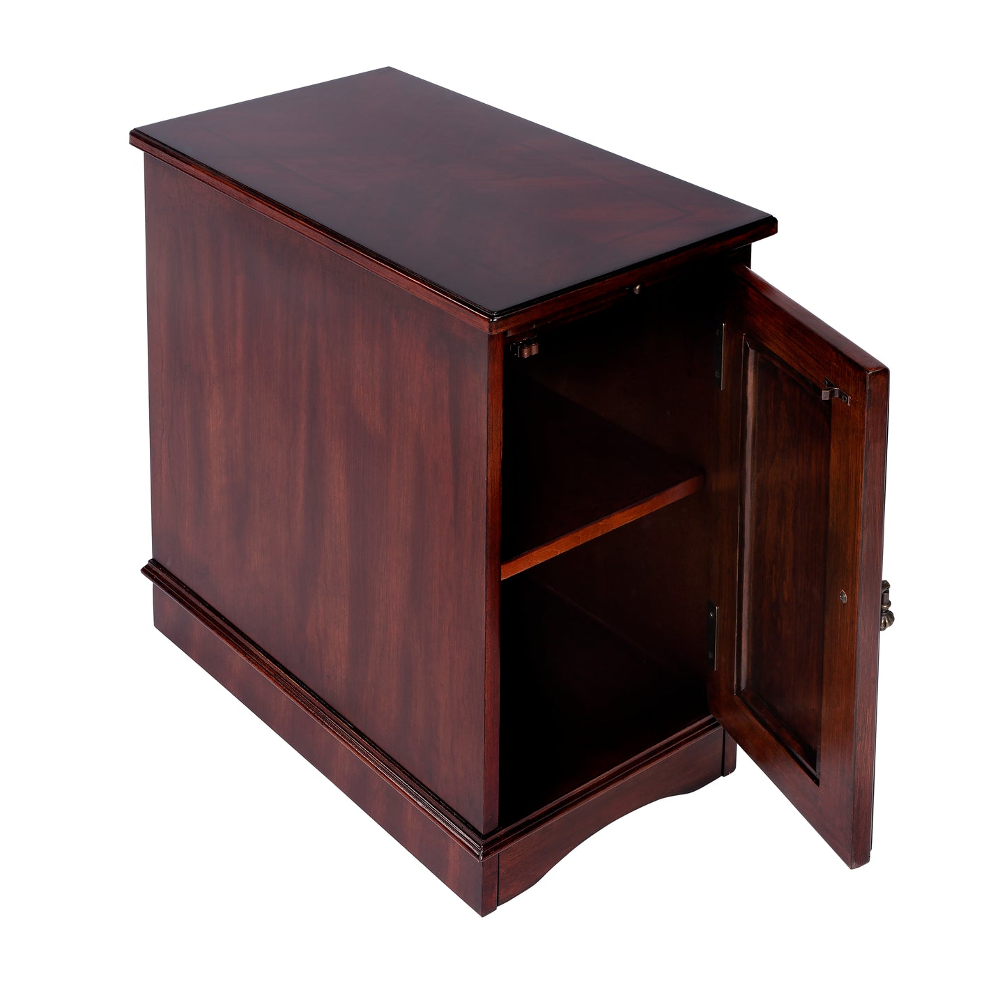 Butler Specialty Company Harling 12 in. W Rectangular Wood 1 Door-1 Shelf Side Table with Pull-Out Tray, Dark Brown