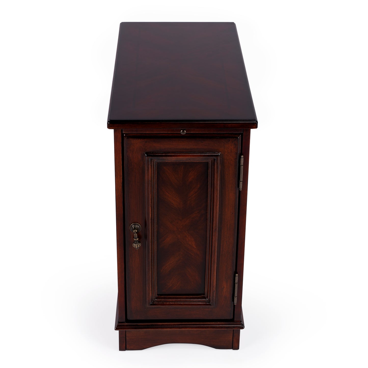 Butler Specialty Company Harling 12 in. W Rectangular Wood 1 Door-1 Shelf Side Table with Pull-Out Tray, Dark Brown