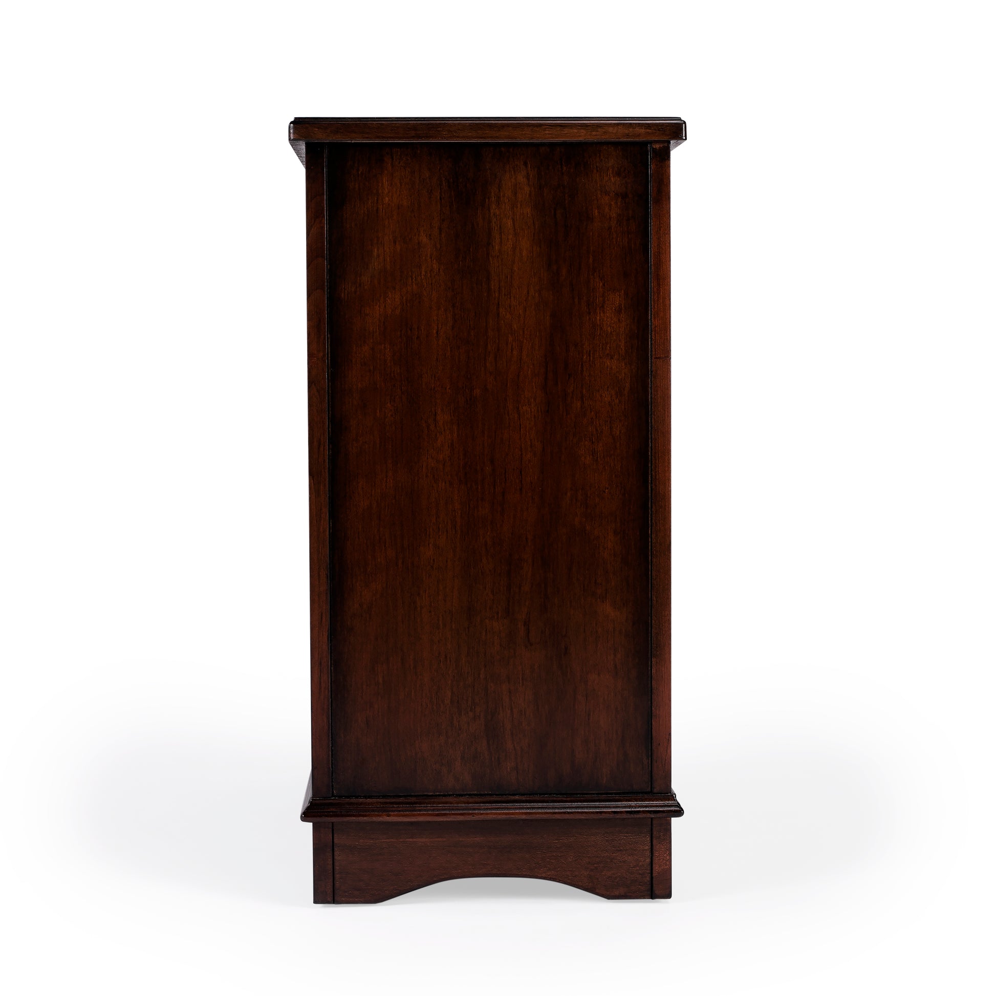 Butler Specialty Company Harling 12 in. W Rectangular Wood 1 Door-1 Shelf Side Table with Pull-Out Tray, Dark Brown