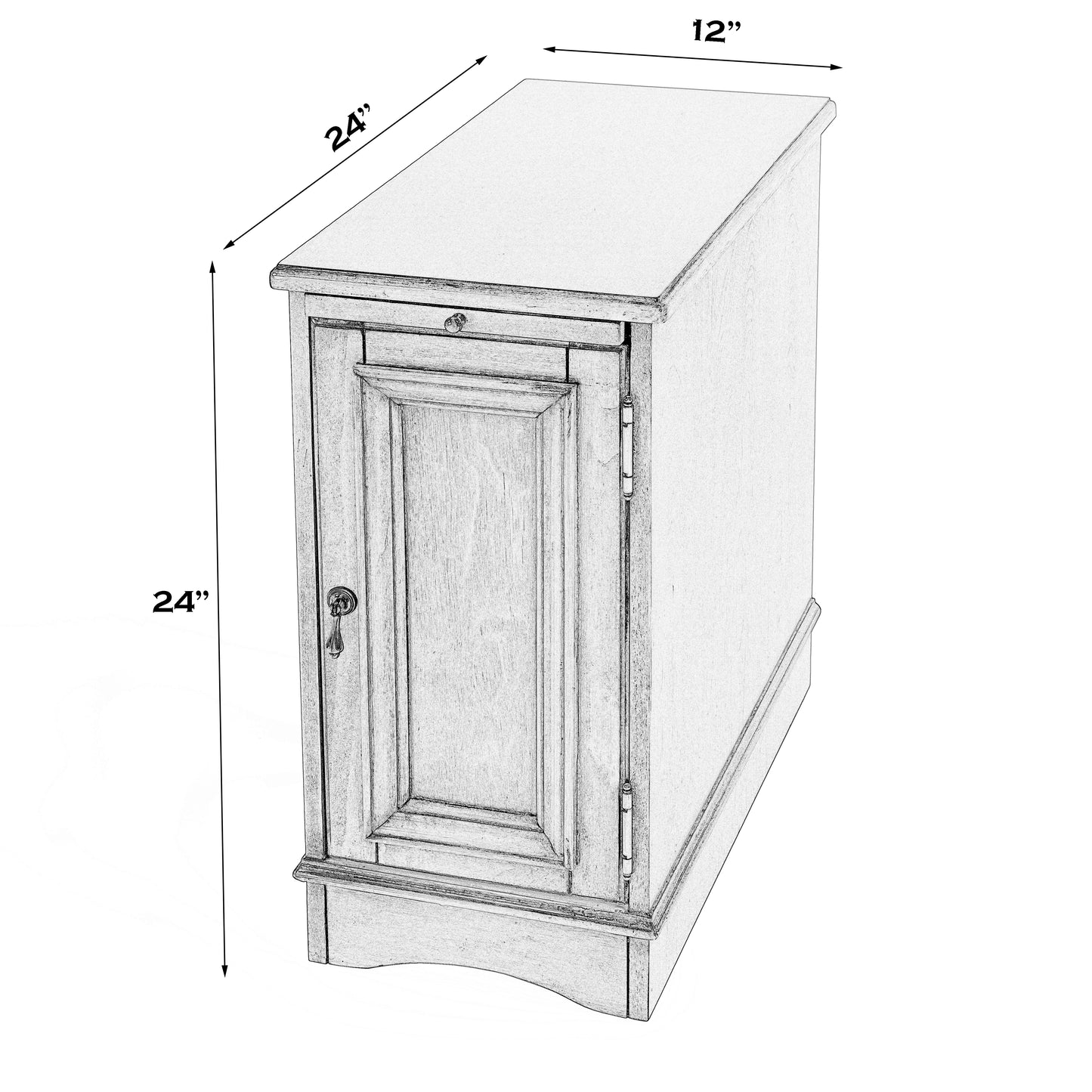 Butler Specialty Company Harling 12 in. W Rectangular Wood 1 Door-1 Shelf Side Table with Pull-Out Tray, Gray