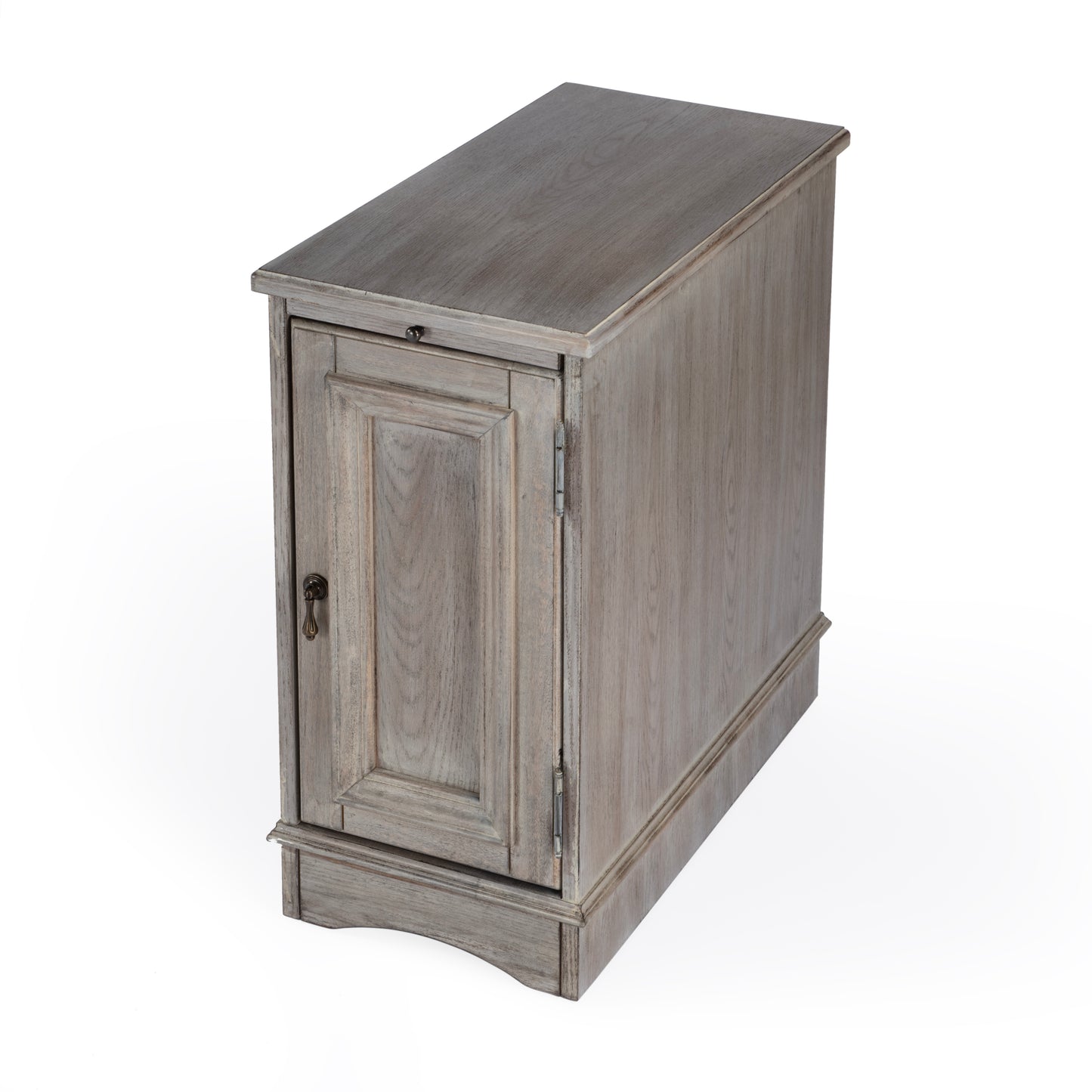 Butler Specialty Company Harling 12 in. W Rectangular Wood 1 Door-1 Shelf Side Table with Pull-Out Tray, Gray