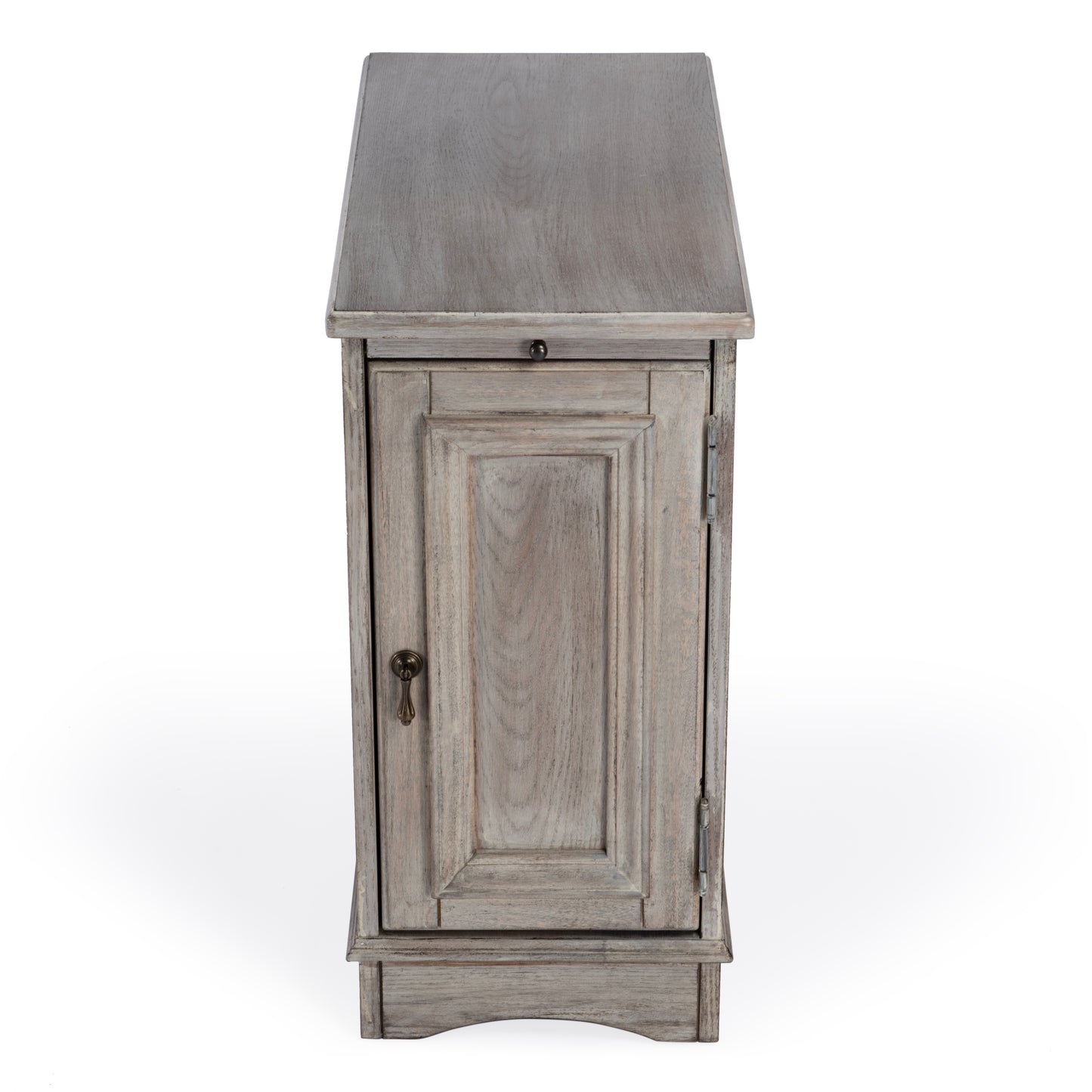 Butler Specialty Company Harling 12 in. W Rectangular Wood 1 Door-1 Shelf Side Table with Pull-Out Tray, Gray