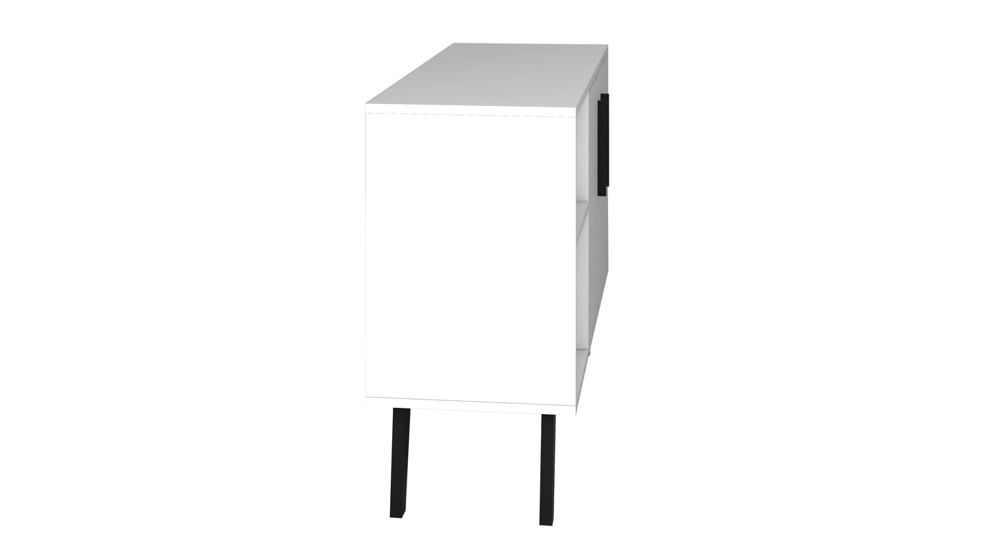 Manhattan Comfort Mid-Century- Modern Amsterdam 35.43" Sideboard with 4 Shelves in White 147AMC205