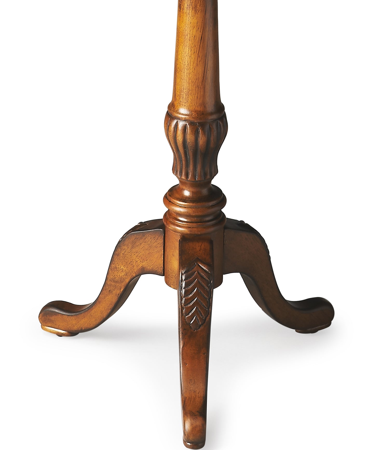 Butler Specialty Company Dansby 20 in. W Round Wood Scalloped Edge Pedestal Side Table, Medium Brown