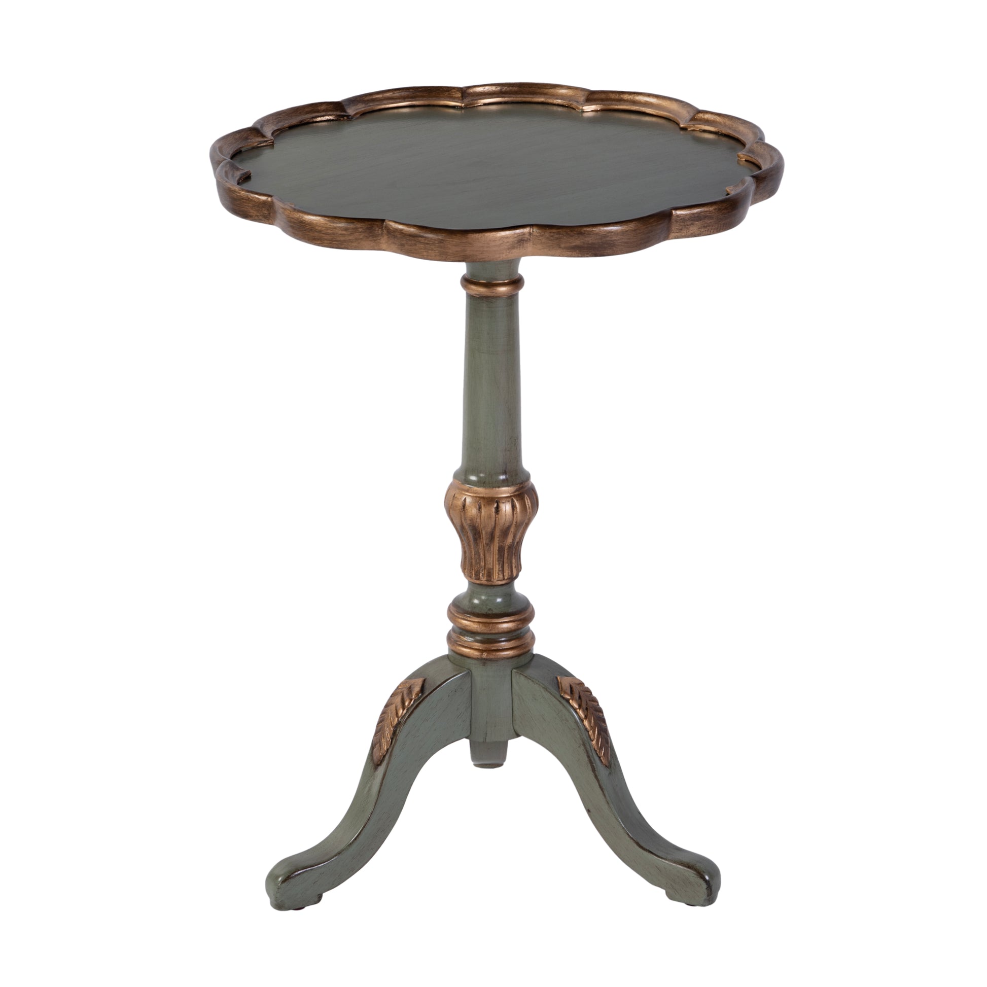 Butler Specialty Company Dansby 20 in. W Round Wood Scalloped Edge Pedestal Side Table, Pastel Green