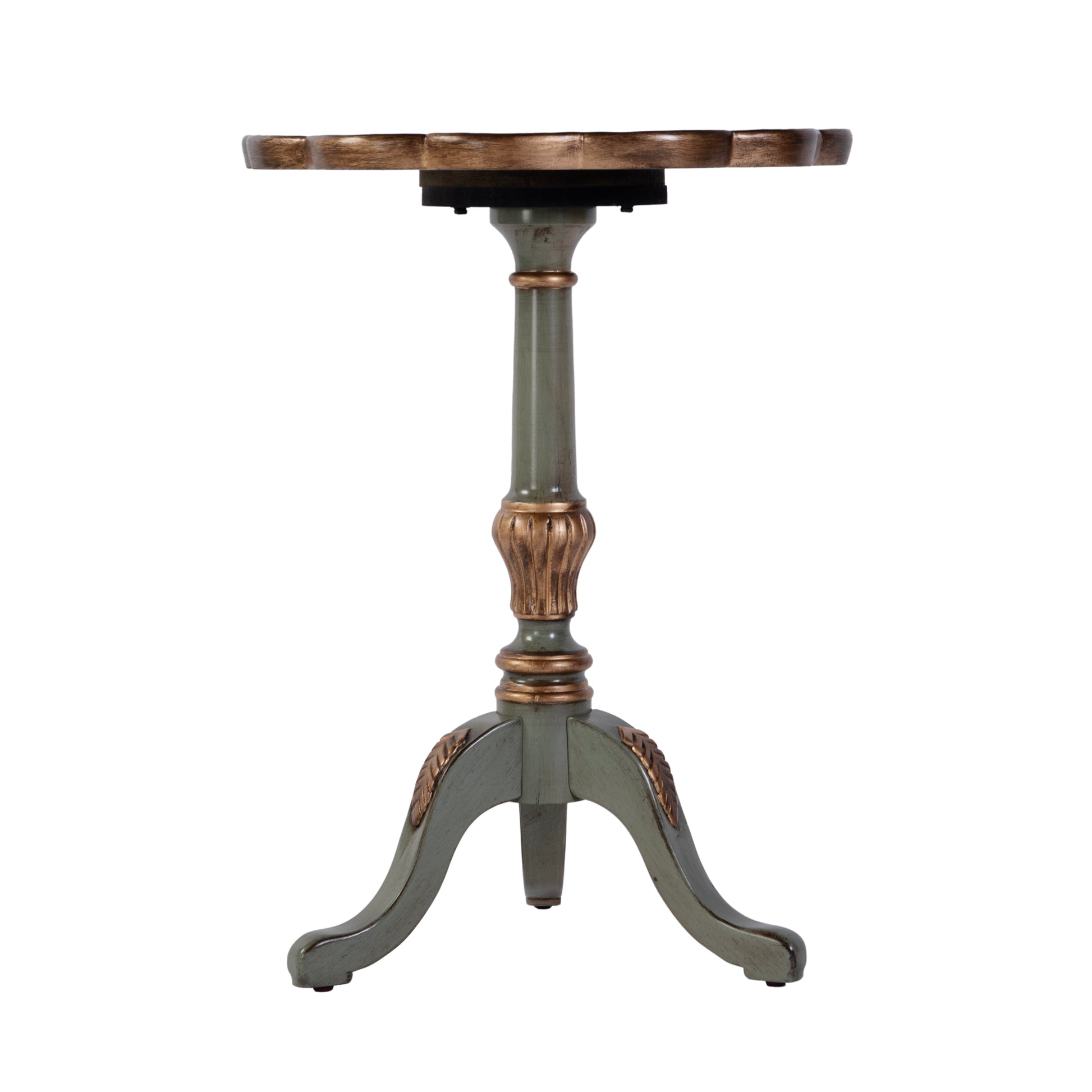 Butler Specialty Company Dansby 20 in. W Round Wood Scalloped Edge Pedestal Side Table, Pastel Green
