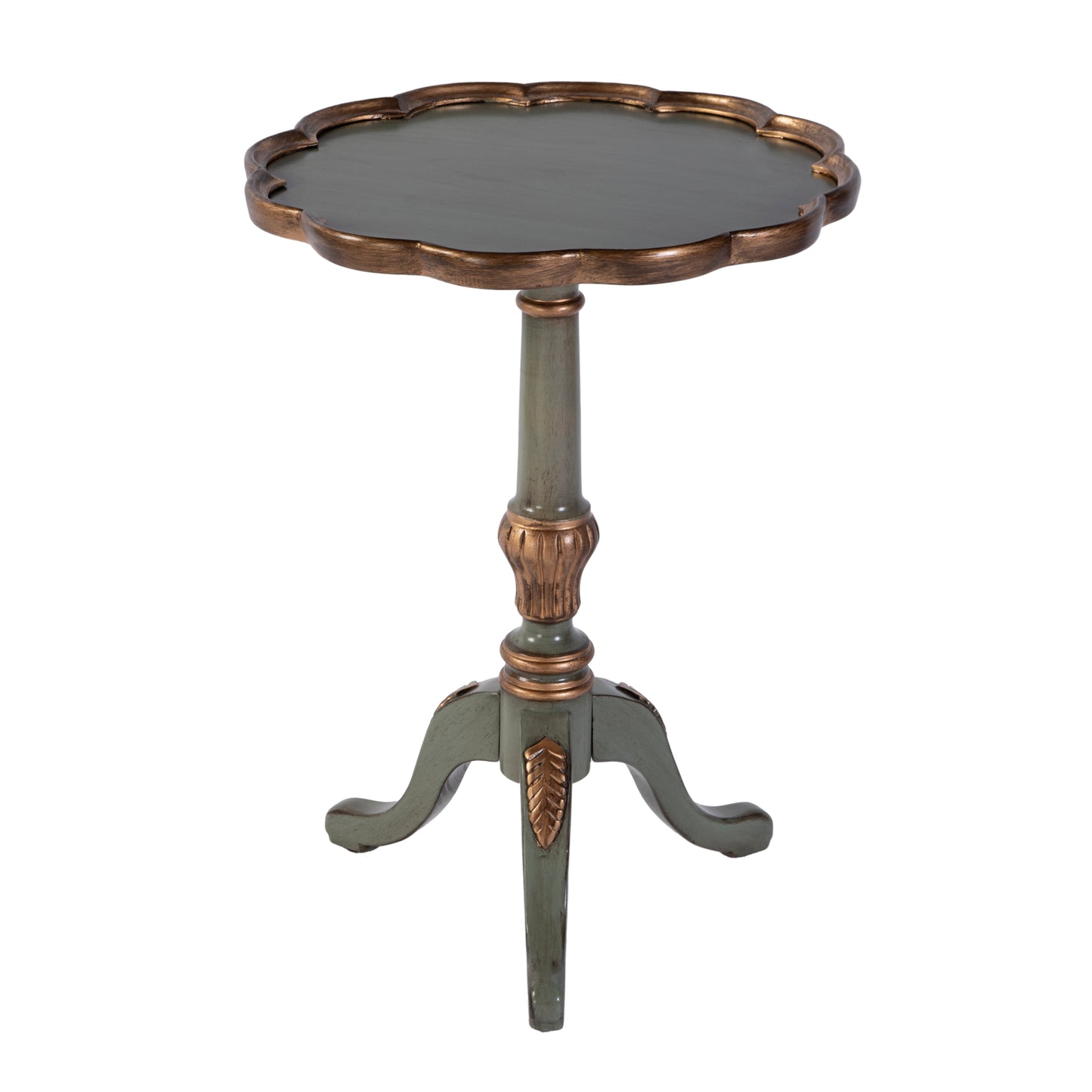 Butler Specialty Company Dansby 20 in. W Round Wood Scalloped Edge Pedestal Side Table, Pastel Green
