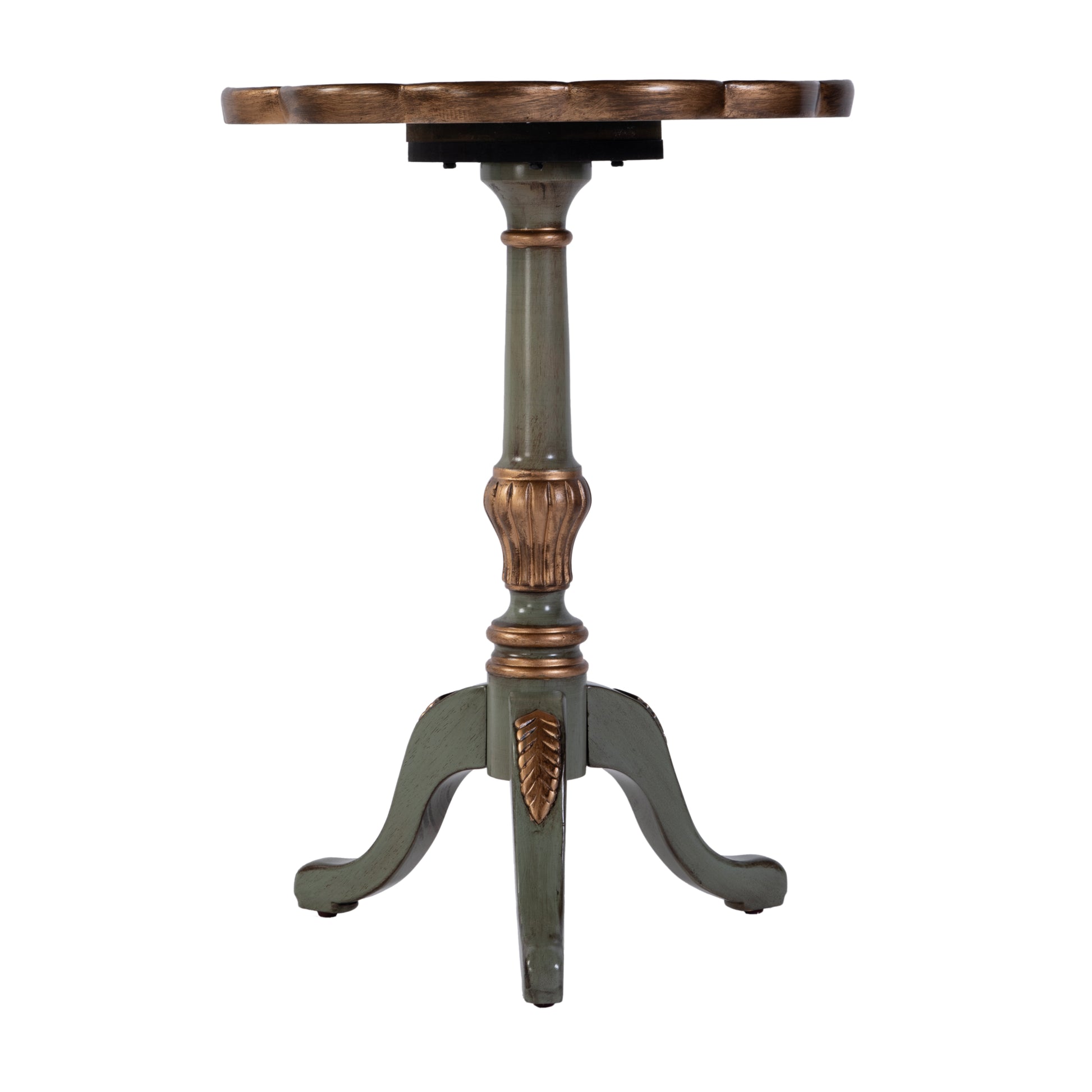 Butler Specialty Company Dansby 20 in. W Round Wood Scalloped Edge Pedestal Side Table, Pastel Green