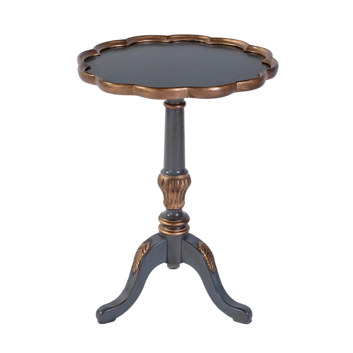 Butler Specialty Company Dansby 20 in. W Round Wood Scalloped Edge Pedestal Side Table, Pastel Blue