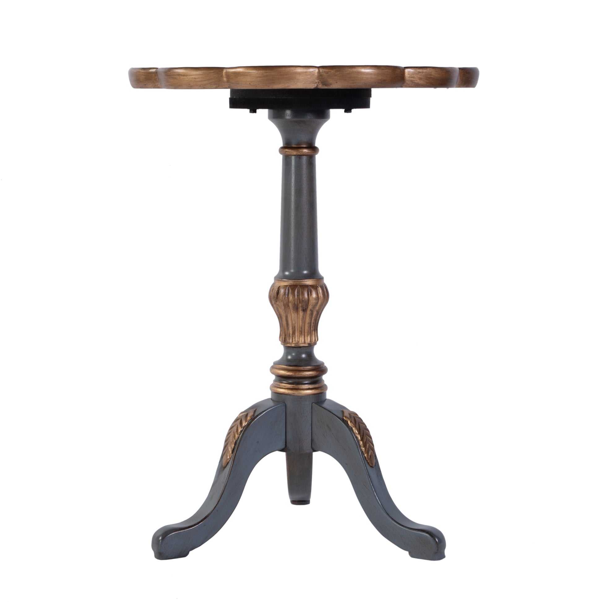 Butler Specialty Company Dansby 20 in. W Round Wood Scalloped Edge Pedestal Side Table, Pastel Blue