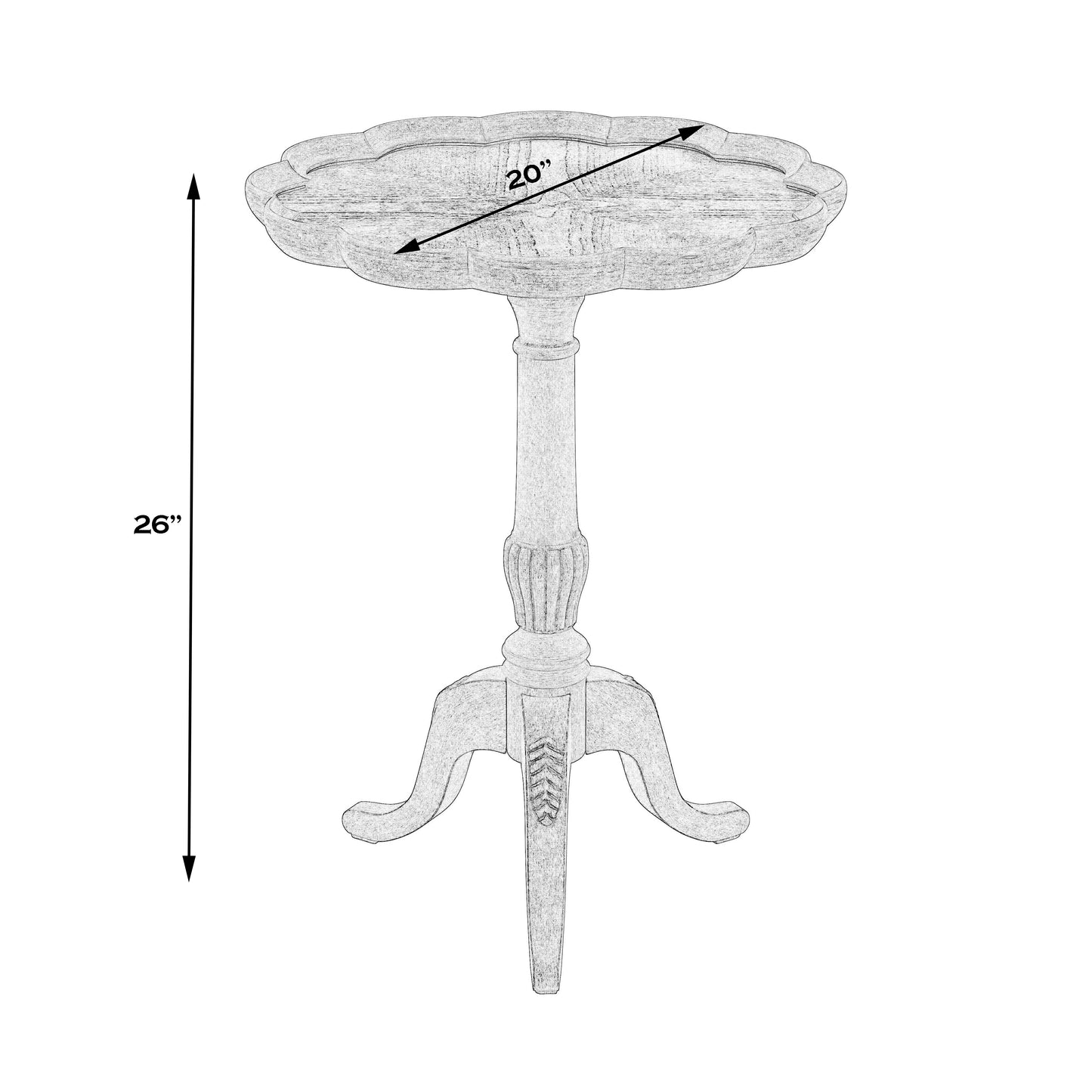 Butler Specialty Company Dansby 20 in. W Round Wood Scalloped Edge Pedestal Side Table, Pastel Blue