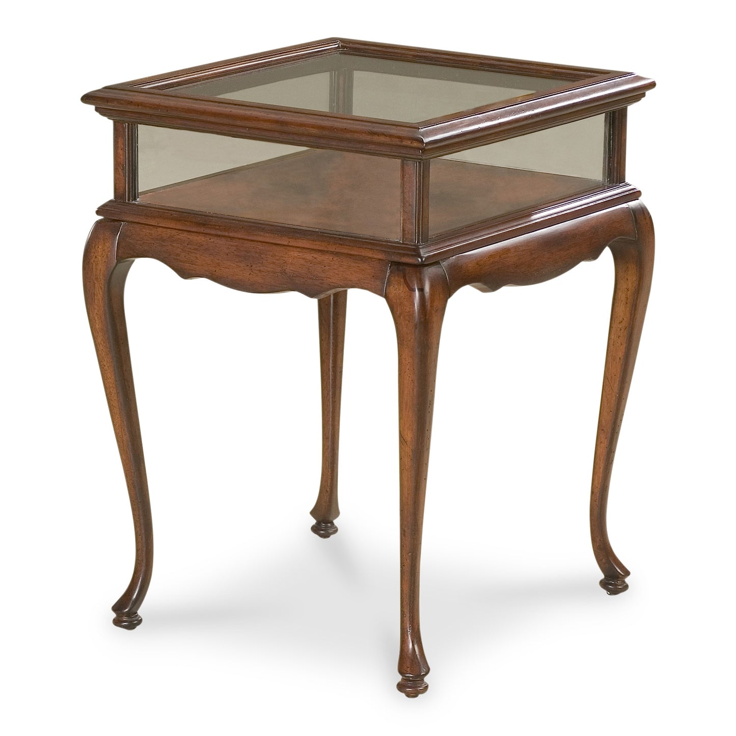 Butler Specialty Company Burton 18 in. W Square Wood and Glass Traditional Curio Table, Dark Brown