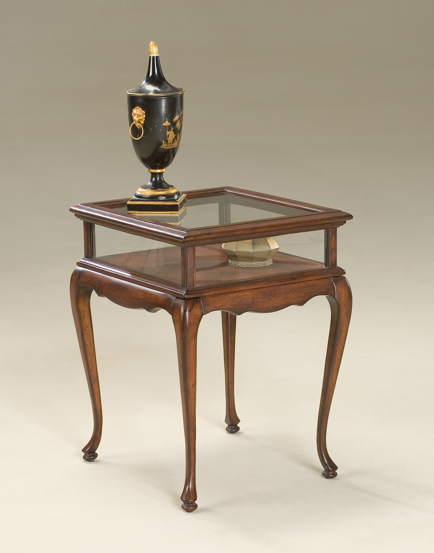 Butler Specialty Company Burton 18 in. W Square Wood and Glass Traditional Curio Table, Dark Brown