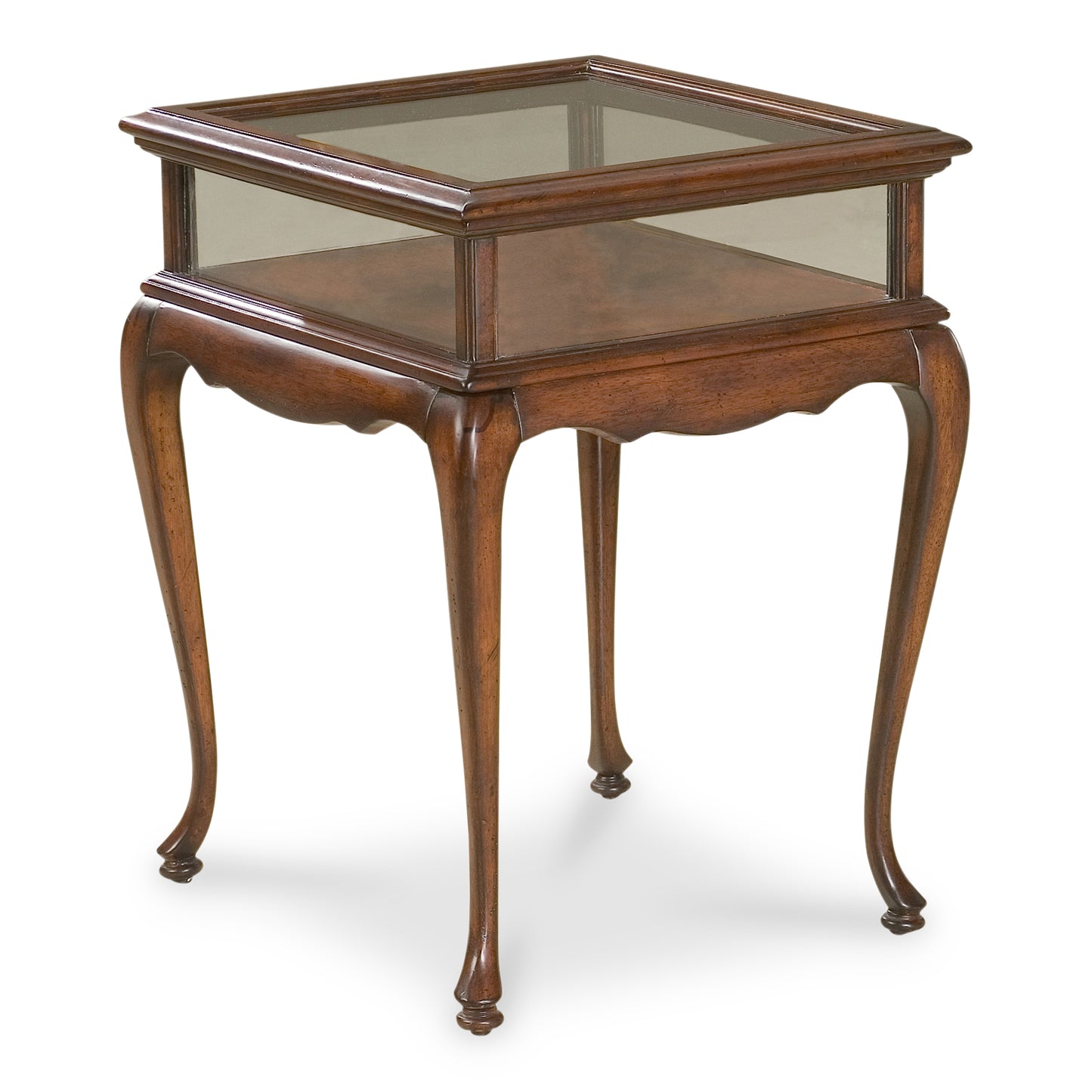 Butler Specialty Company Burton 18 in. W Square Wood and Glass Traditional Curio Table, Dark Brown
