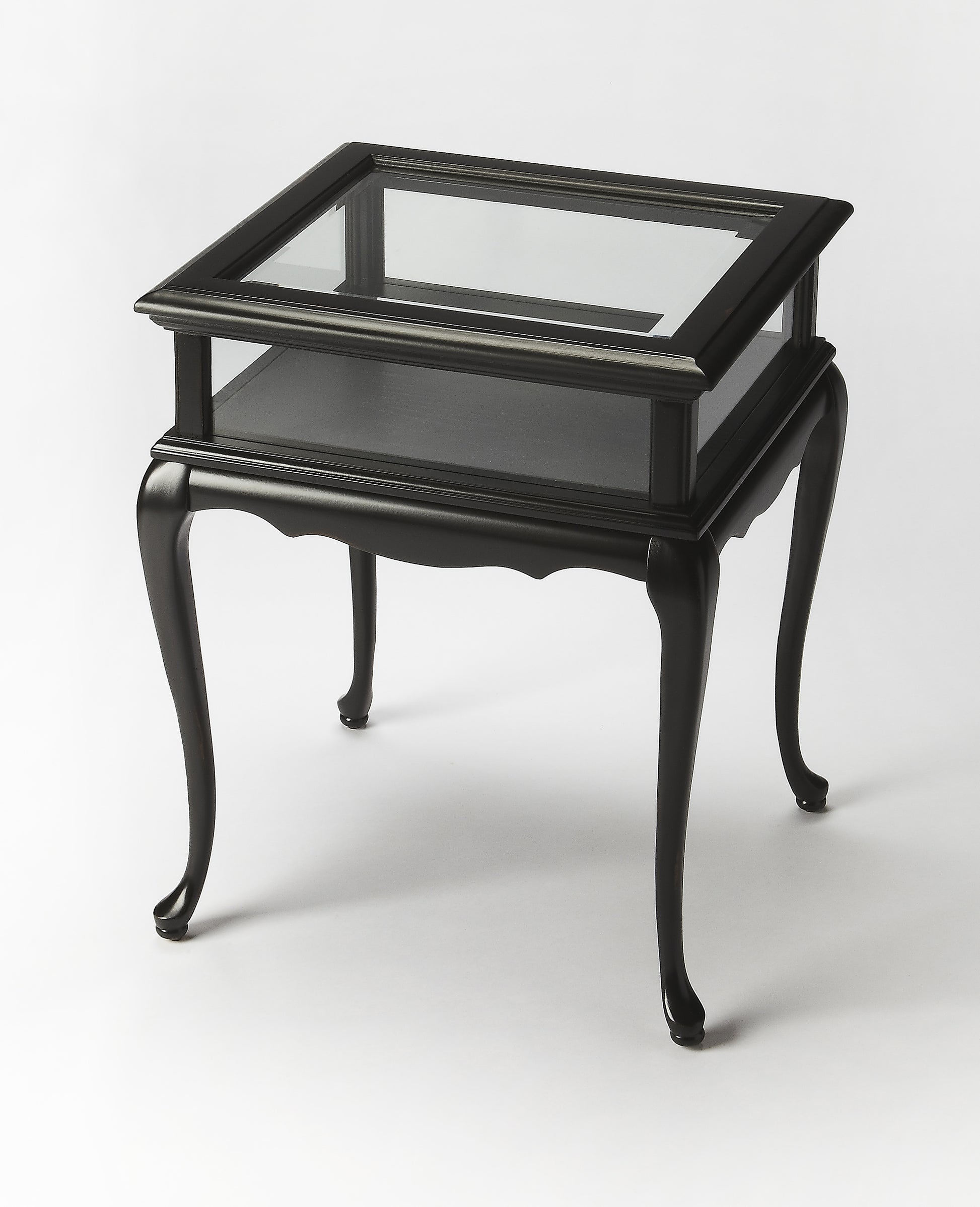 Butler Specialty Company Burton 18 in. W Square Wood and Glass Traditional Curio Table, Black