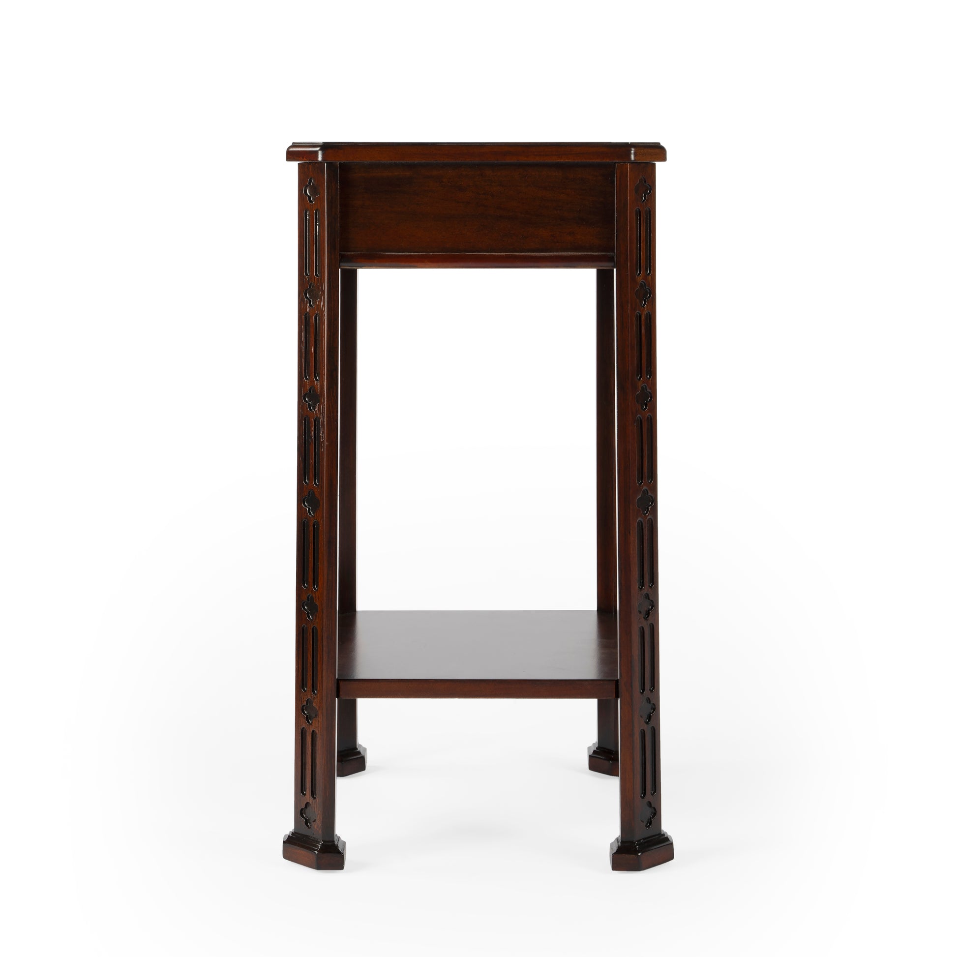 Butler Specialty Company Moyer 15 in. W Square Wood 1 Drawer Side Table with Lower Open Shelf, Dark Brown