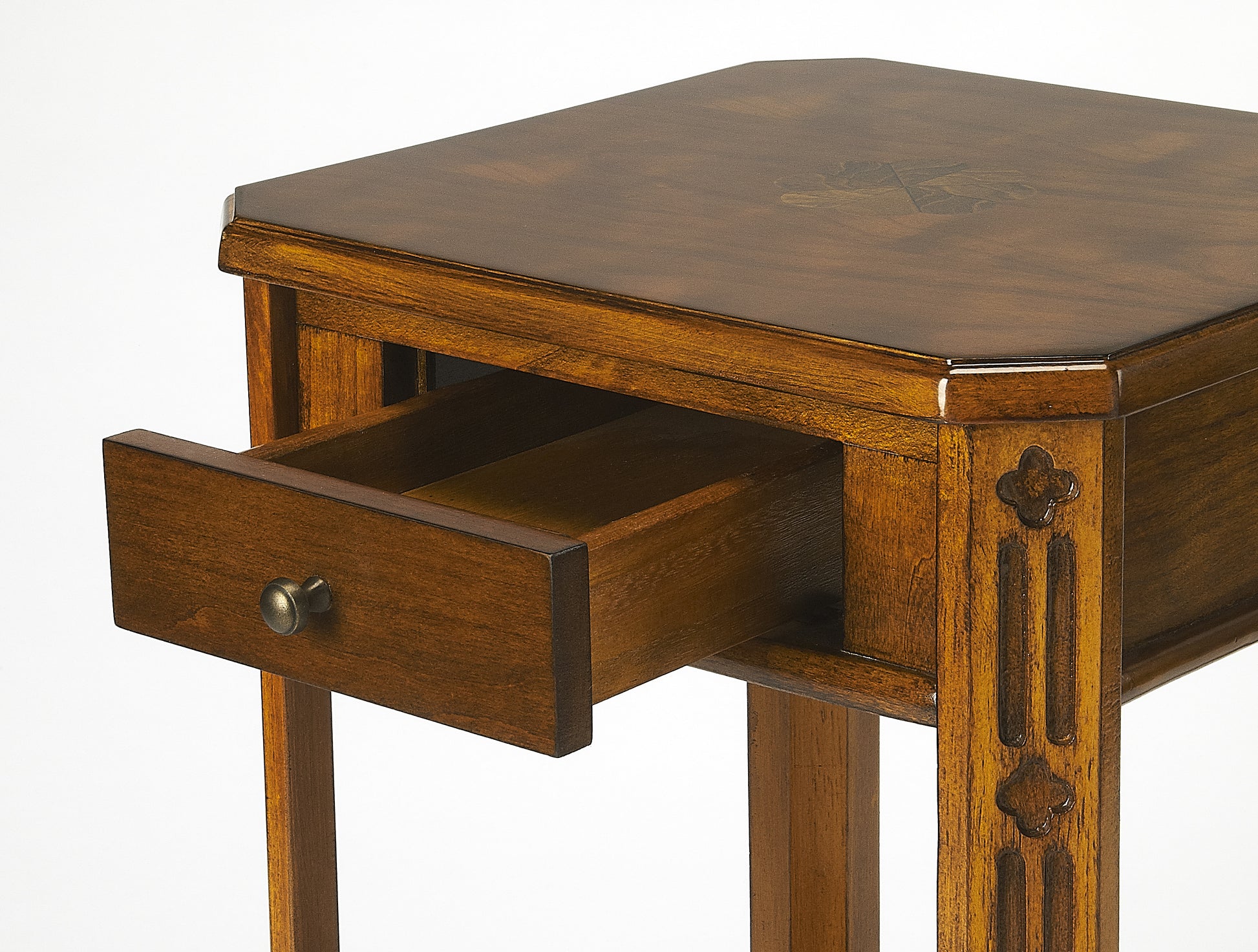 Butler Specialty Company Moyer 15 in. W Square Wood 1 Drawer Side Table with Lower Open Shelf, Medium Brown