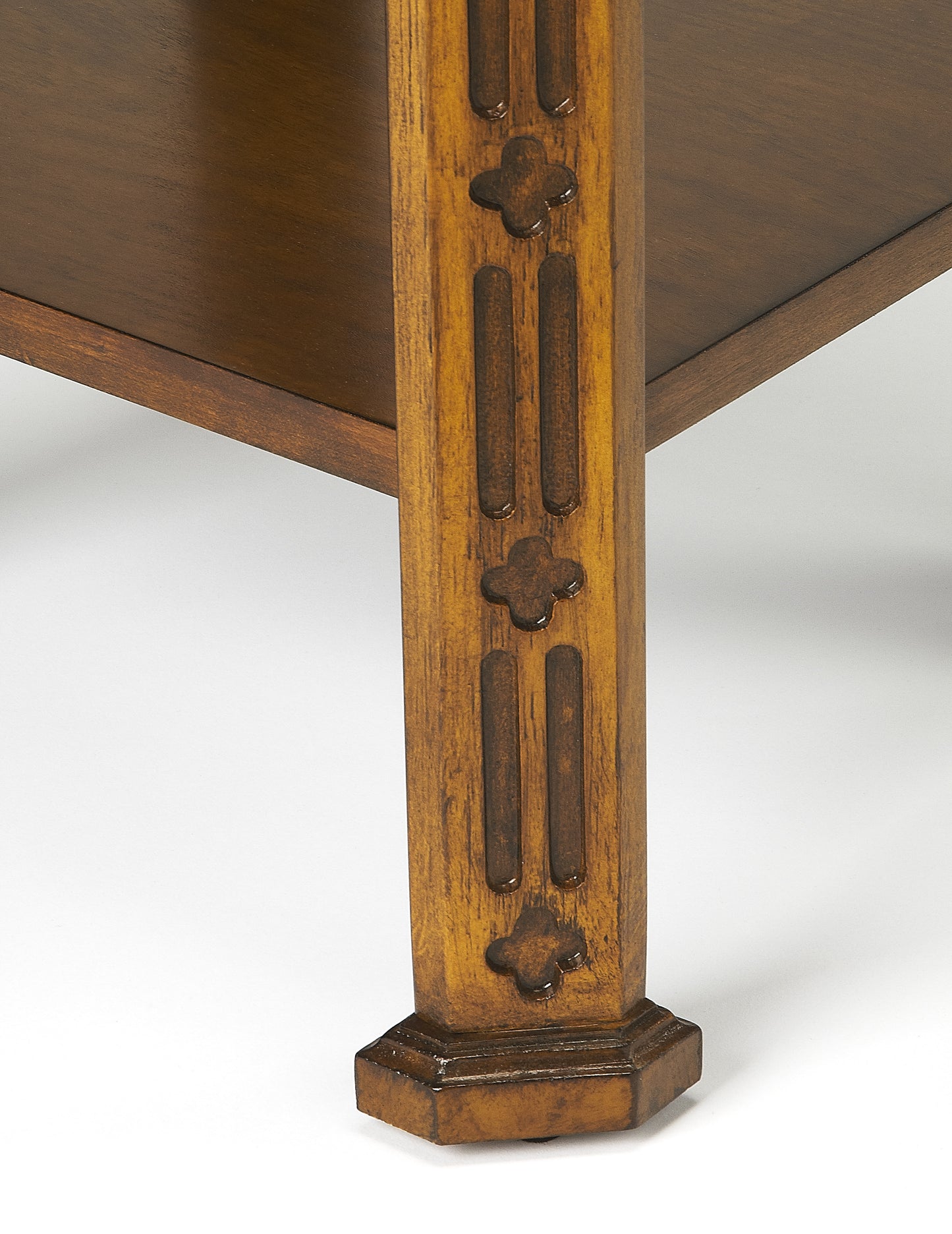 Butler Specialty Company Moyer 15 in. W Square Wood 1 Drawer Side Table with Lower Open Shelf, Medium Brown