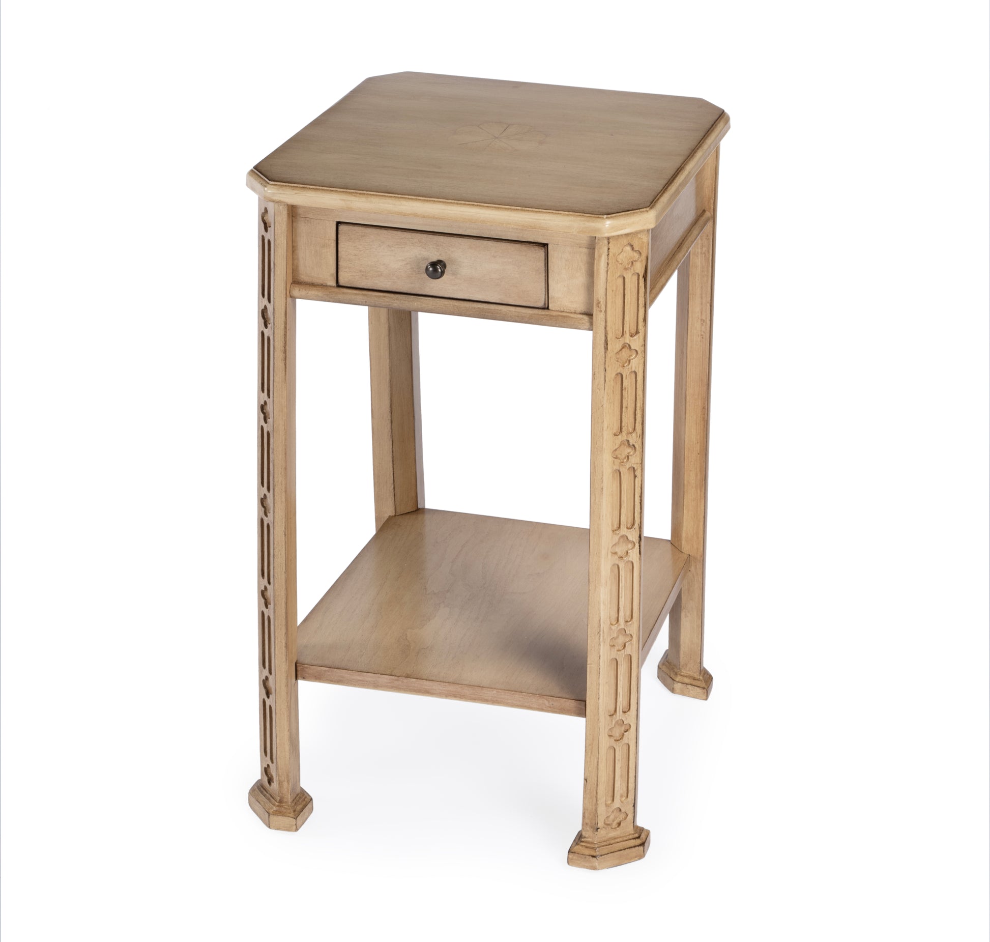 Butler Specialty Company Moyer 15 in. W Square Wood 1 Drawer Side Table with Lower Open Shelf, Beige